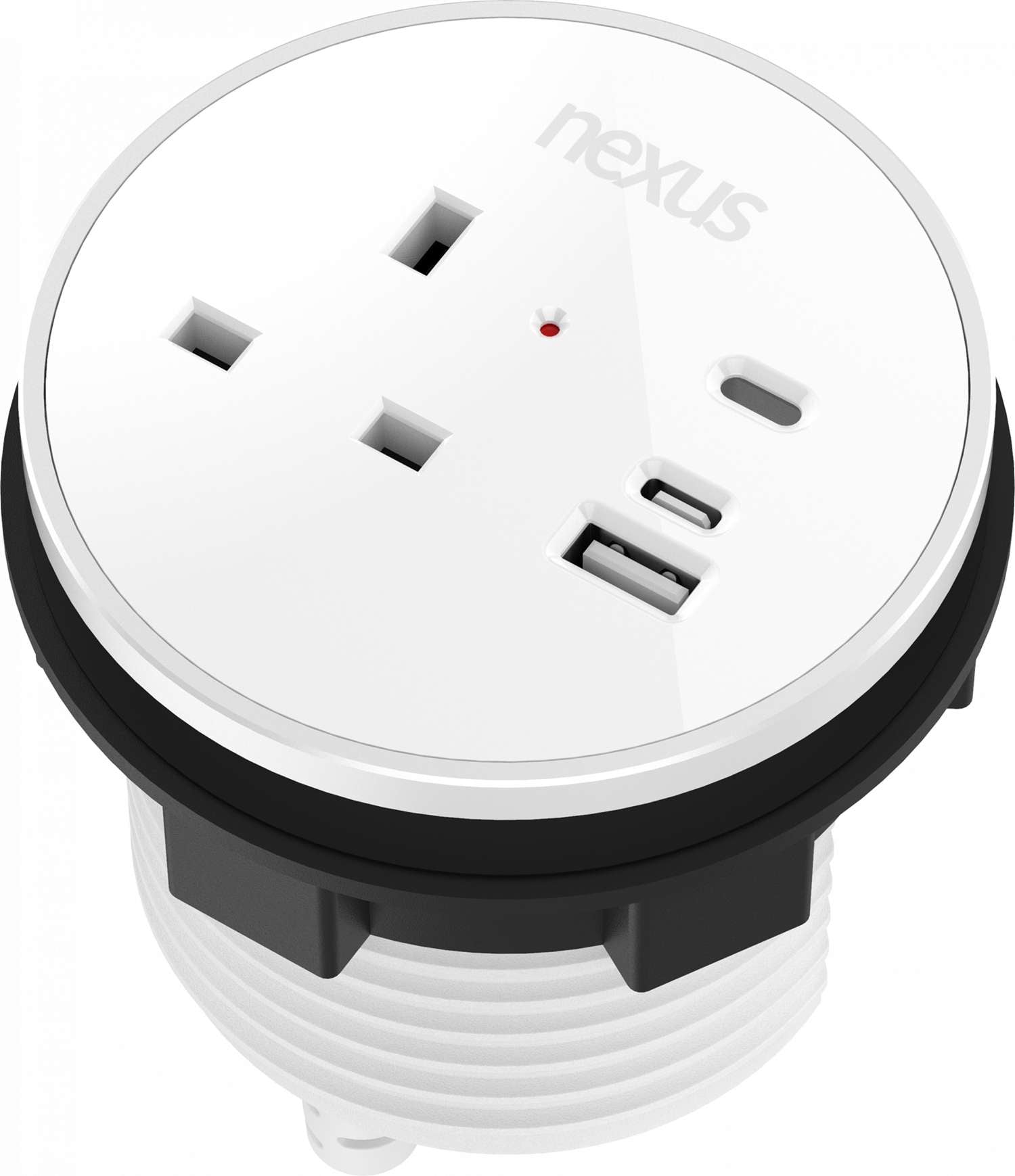 Circular In-Desk Power Module: 1 Outlet: 30W USB-C, 27W USB-A, USB-C Blank