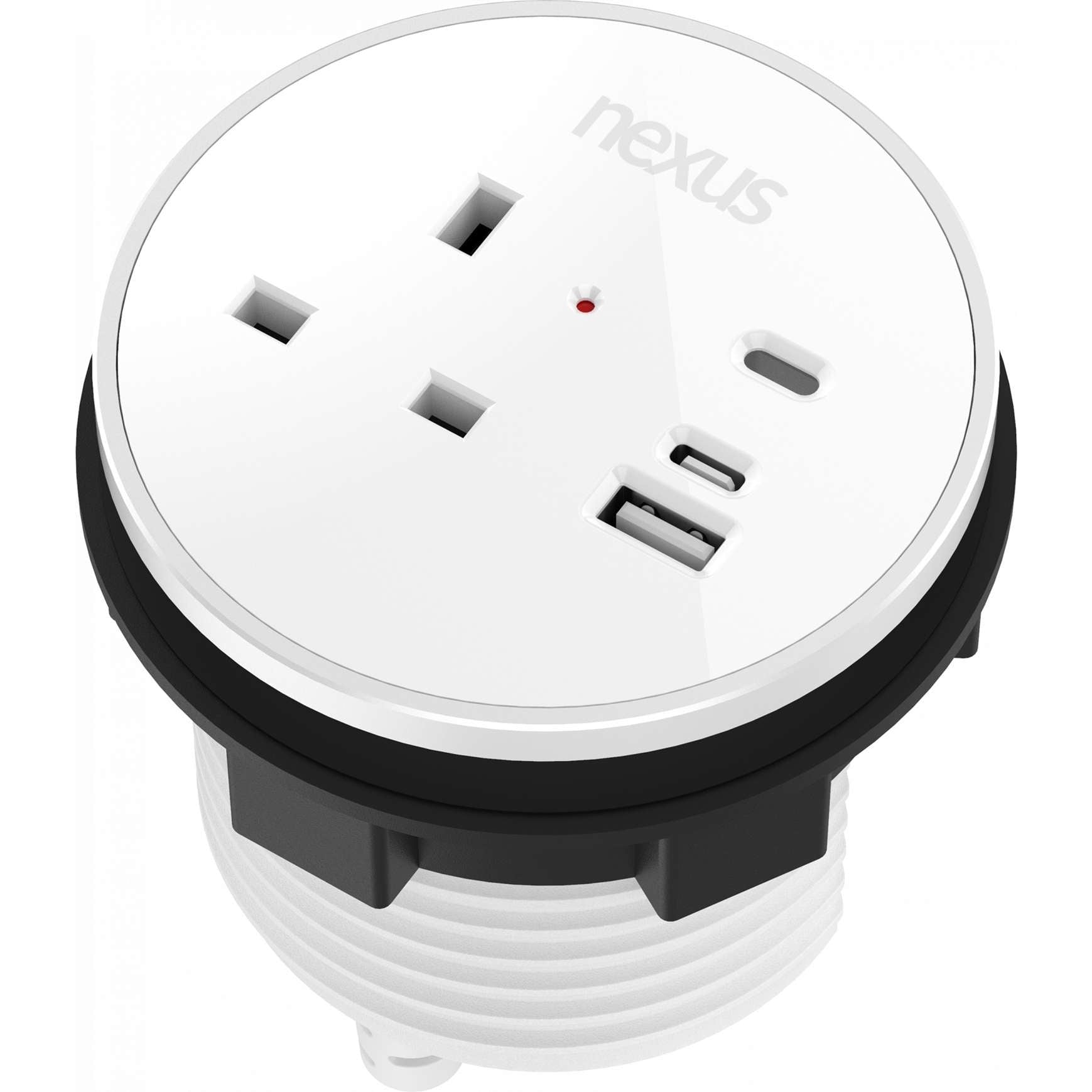 Circular In-Desk Power Module: 1 Outlet: 30W USB-C, 27W USB-A, USB-C Blank