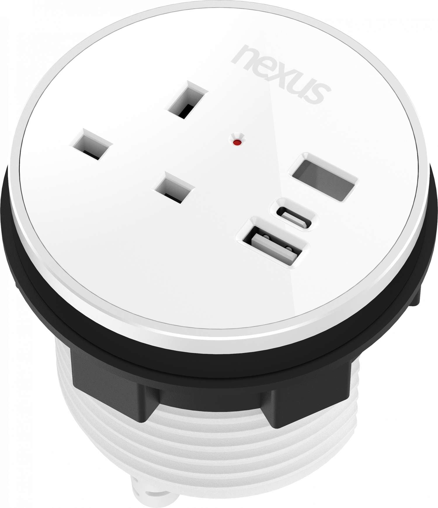 Circular In-Desk Power Module: 1 Outlet: 30W USB-C, 27W USB-A, USB-A Blank