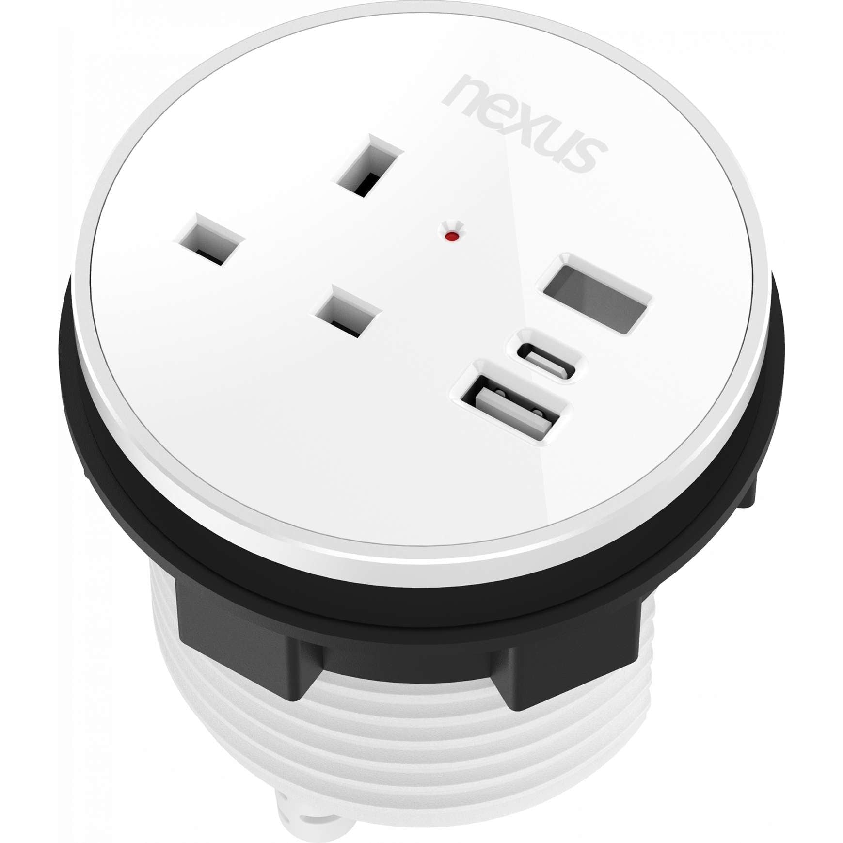 Circular In-Desk Power Module: 1 Outlet: 30W USB-C, 27W USB-A, USB-A Blank