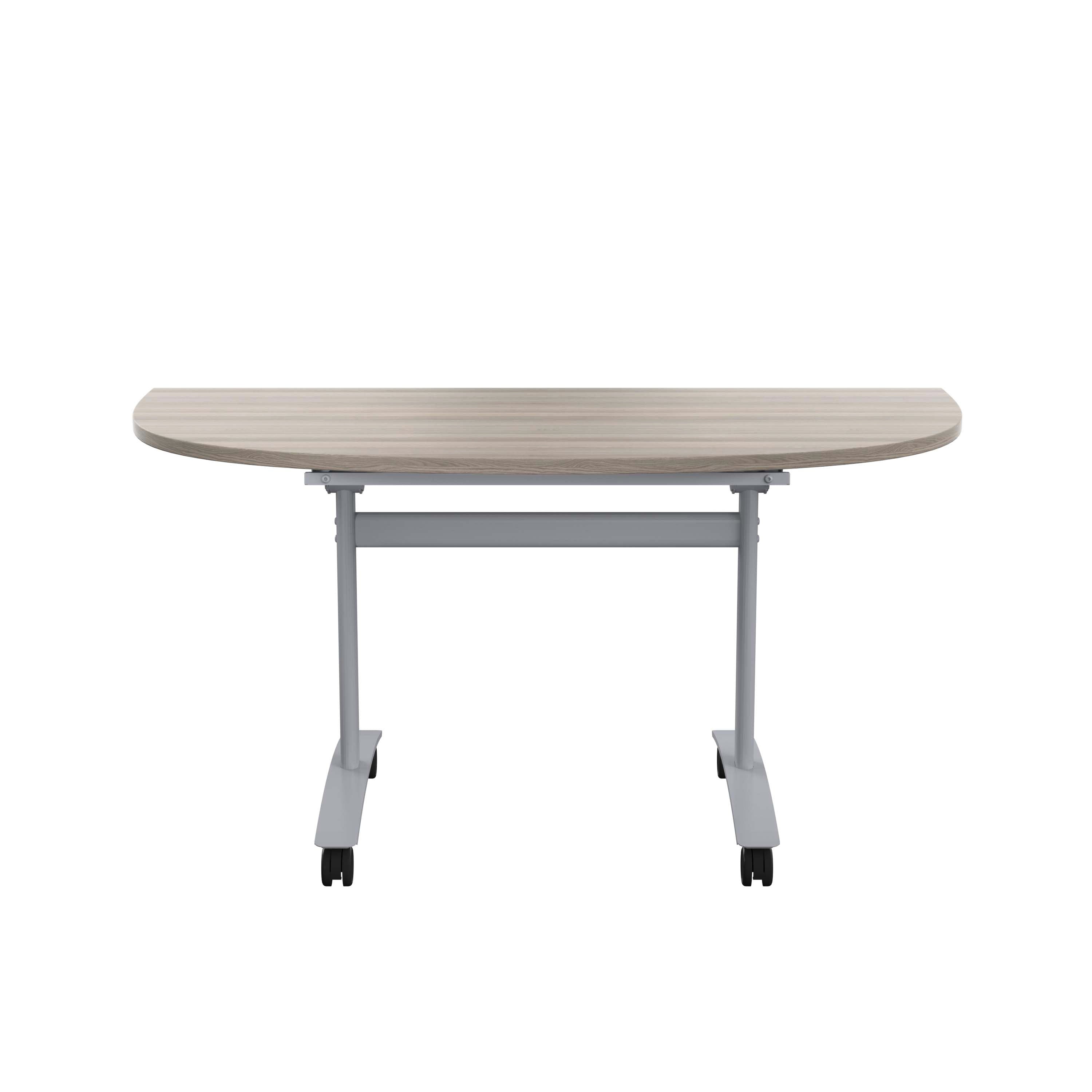 One D-End Tilting Table (FSC) | 1400 X 700 | Grey Oak/Silver