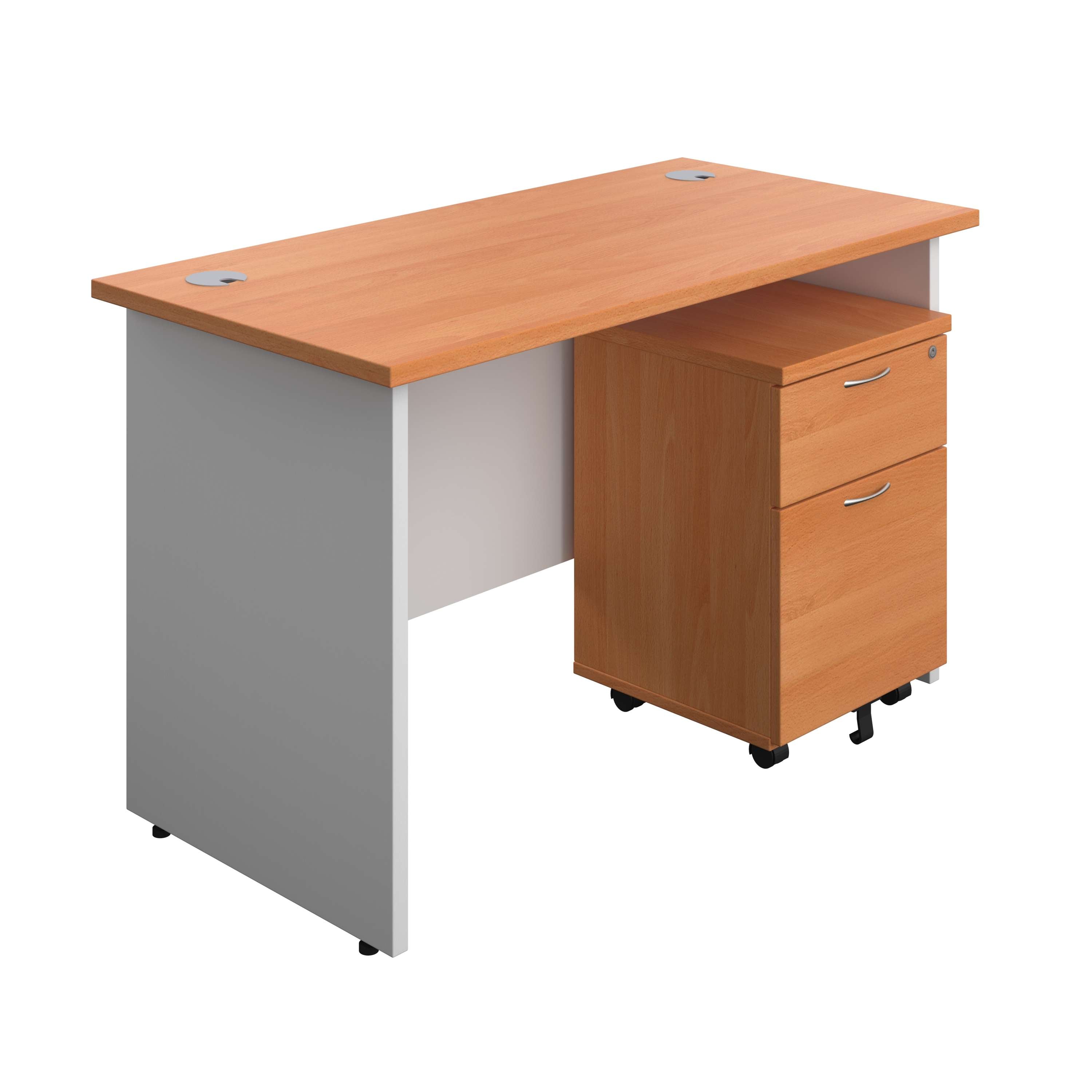 Panel Plus Rectangular Desk + 2 Drawer Mobile Pedestal Bundle (FSC)