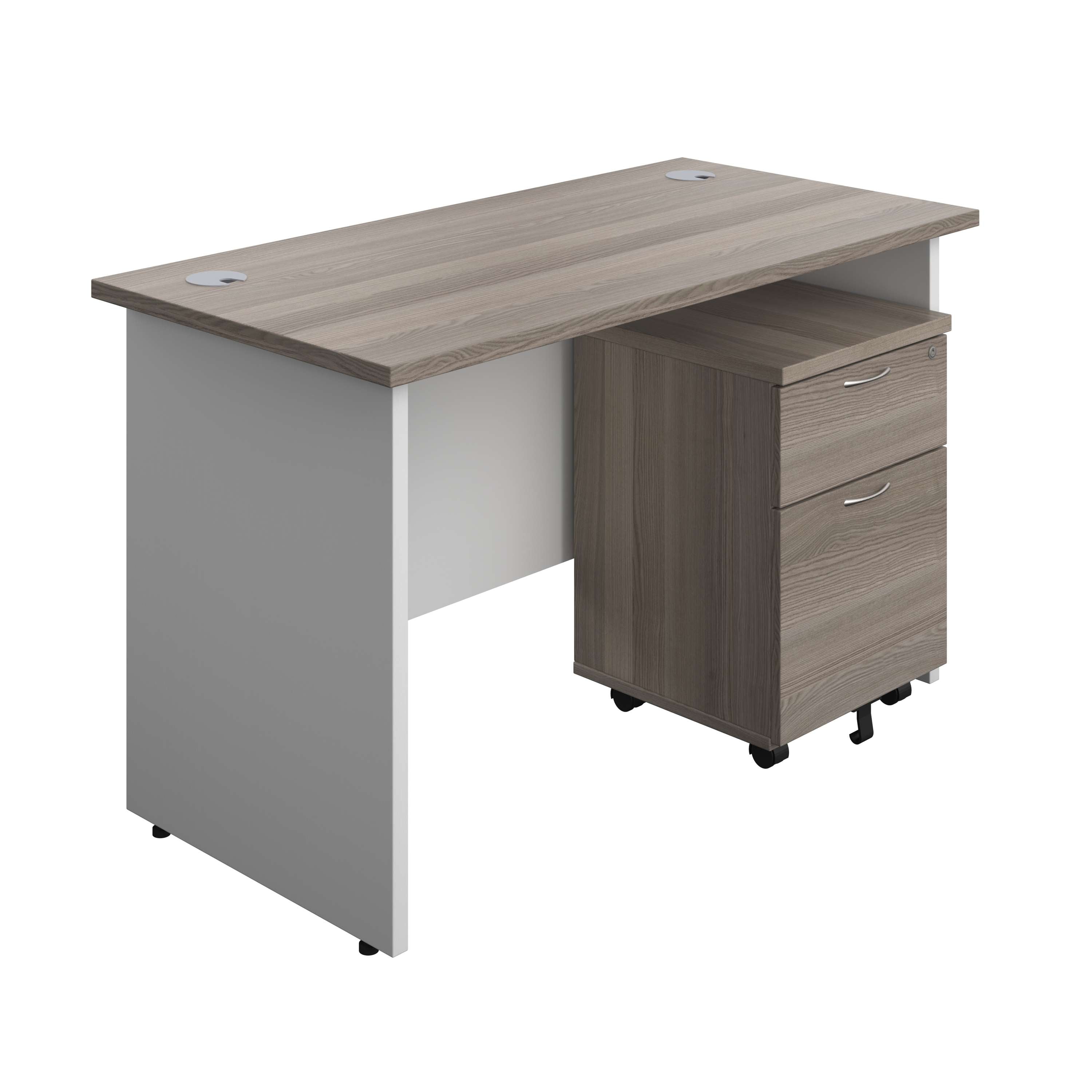 Panel Plus Rectangular Desk + 2 Drawer Mobile Pedestal Bundle (FSC)