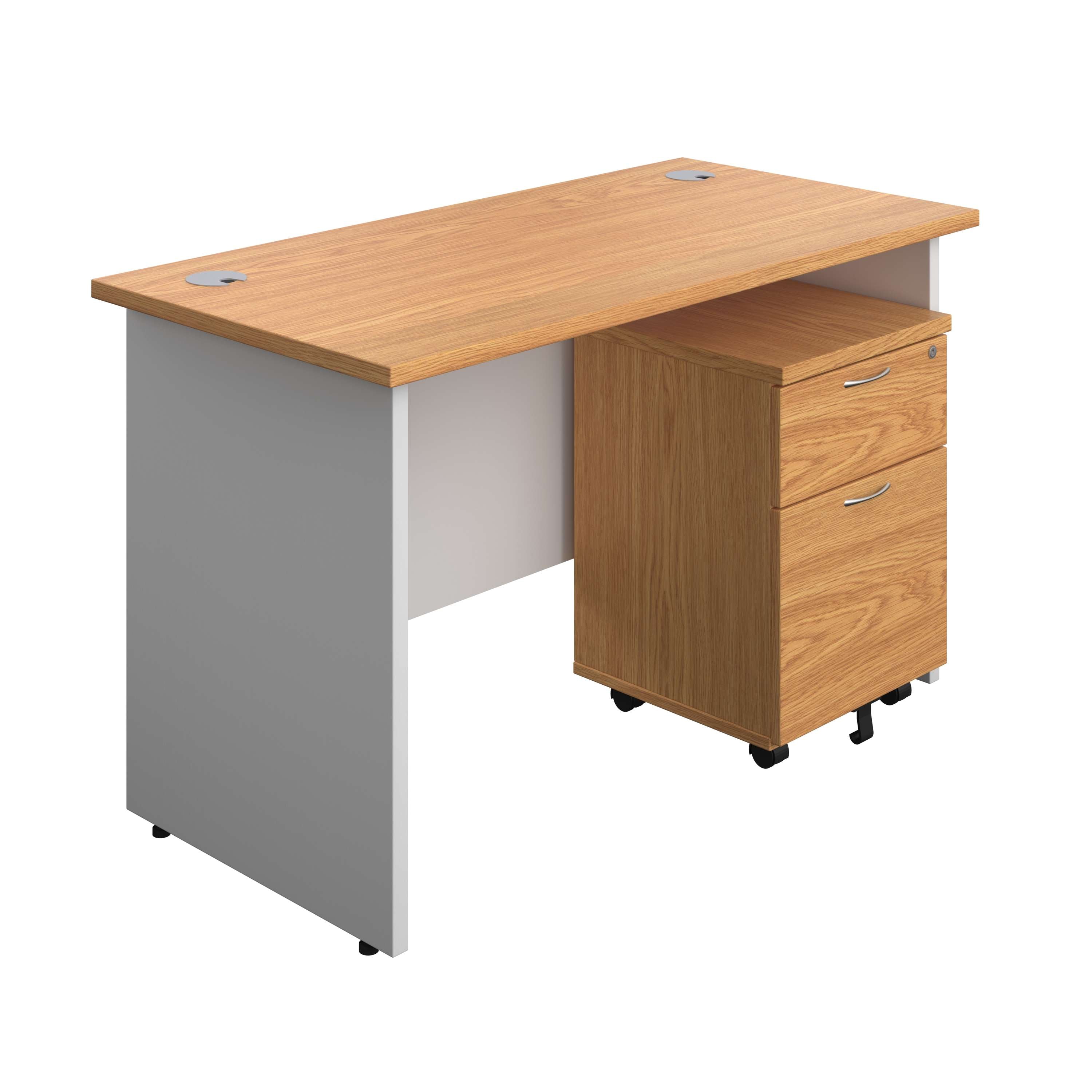 Panel Plus Rectangular Desk + 2 Drawer Mobile Pedestal Bundle (FSC)