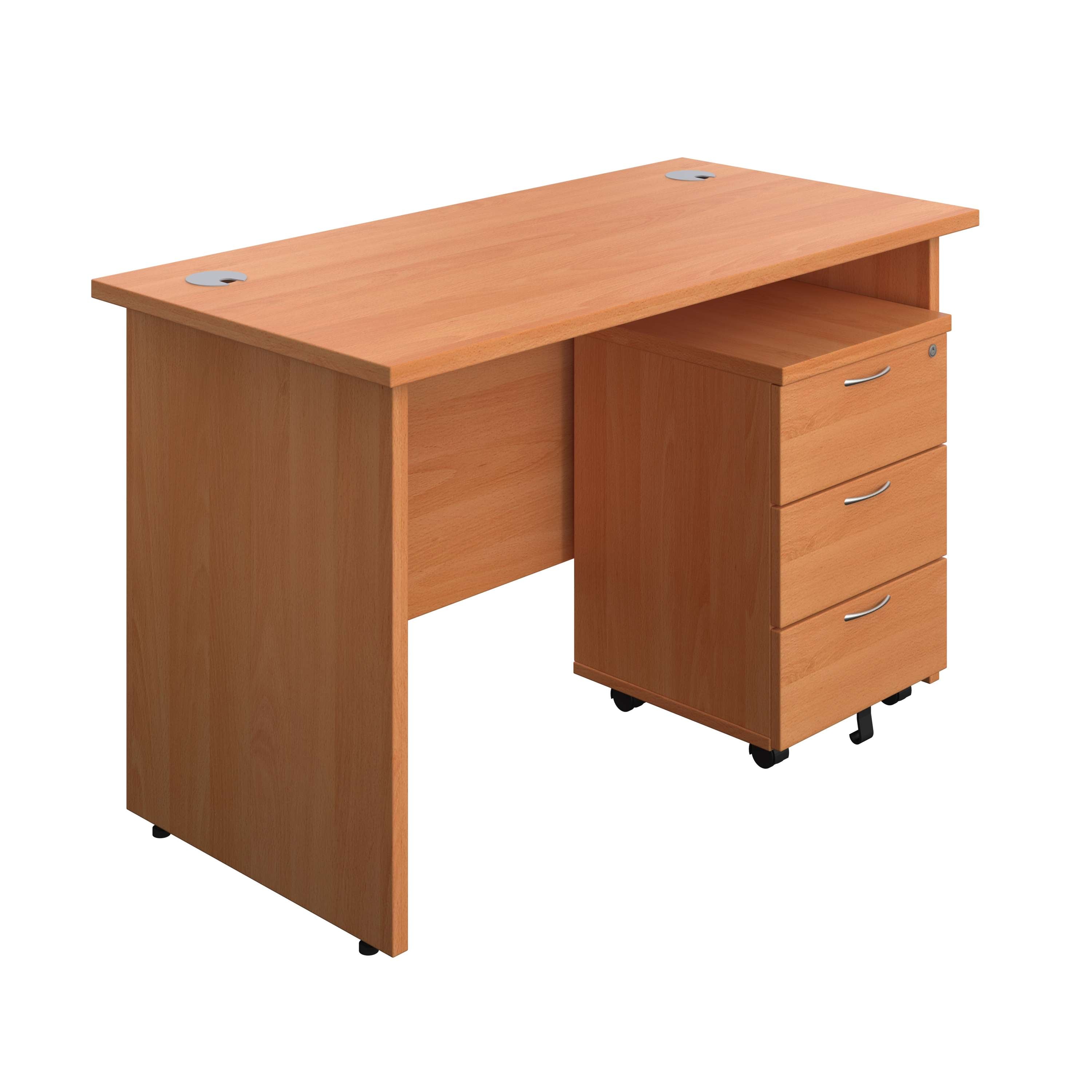 Panel Rectangular Desk + 3 Drawer Mobile Pedestal Bundle (FSC)