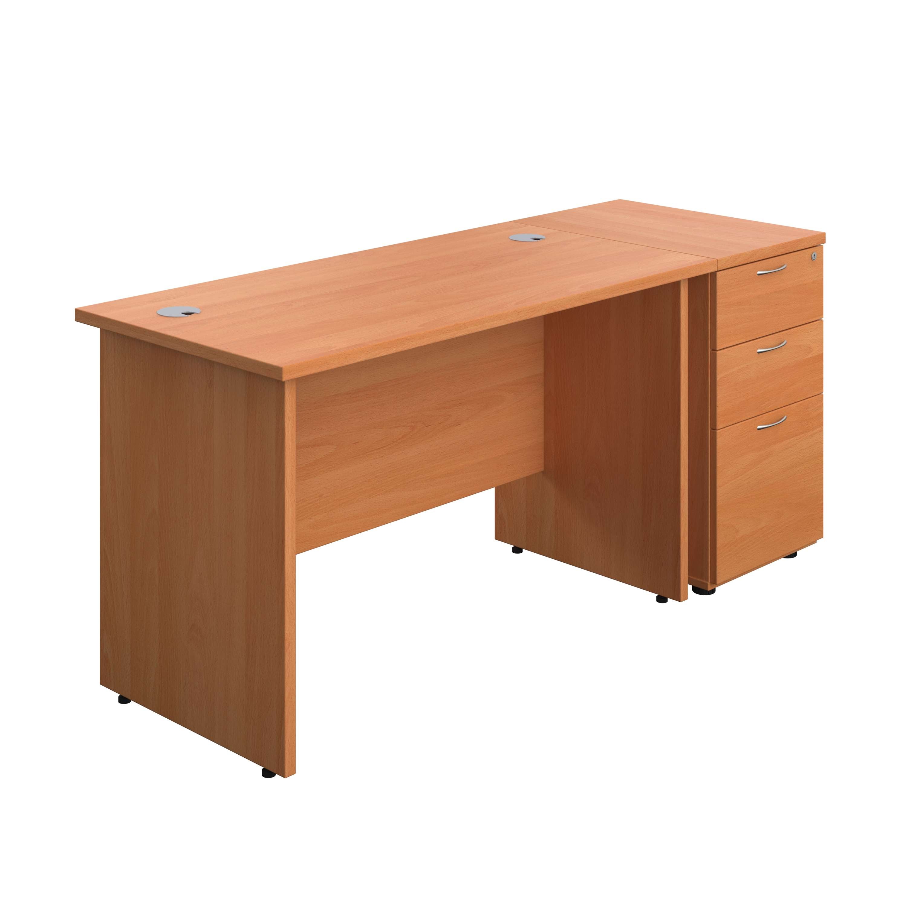 Panel Rectangular Desk + 3 Drawer Desk High Pedestal Bundle (FSC)