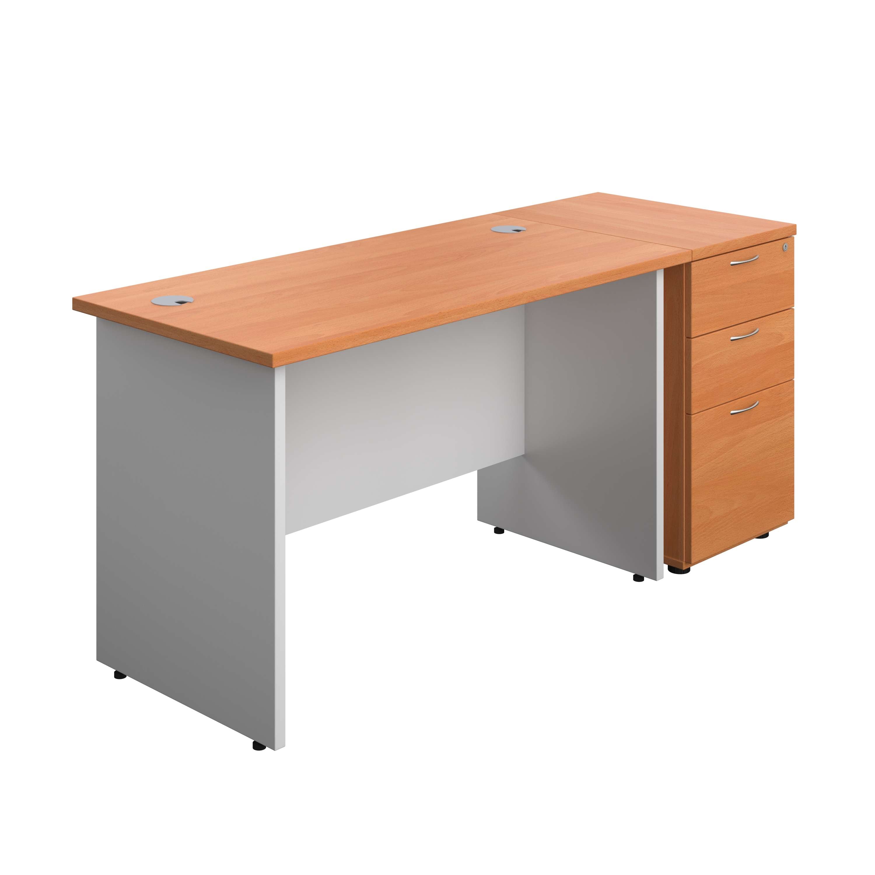 Panel Plus Rectangular Desk + Matching 3 Drawer Desk High Pedestal Bundle (FSC)