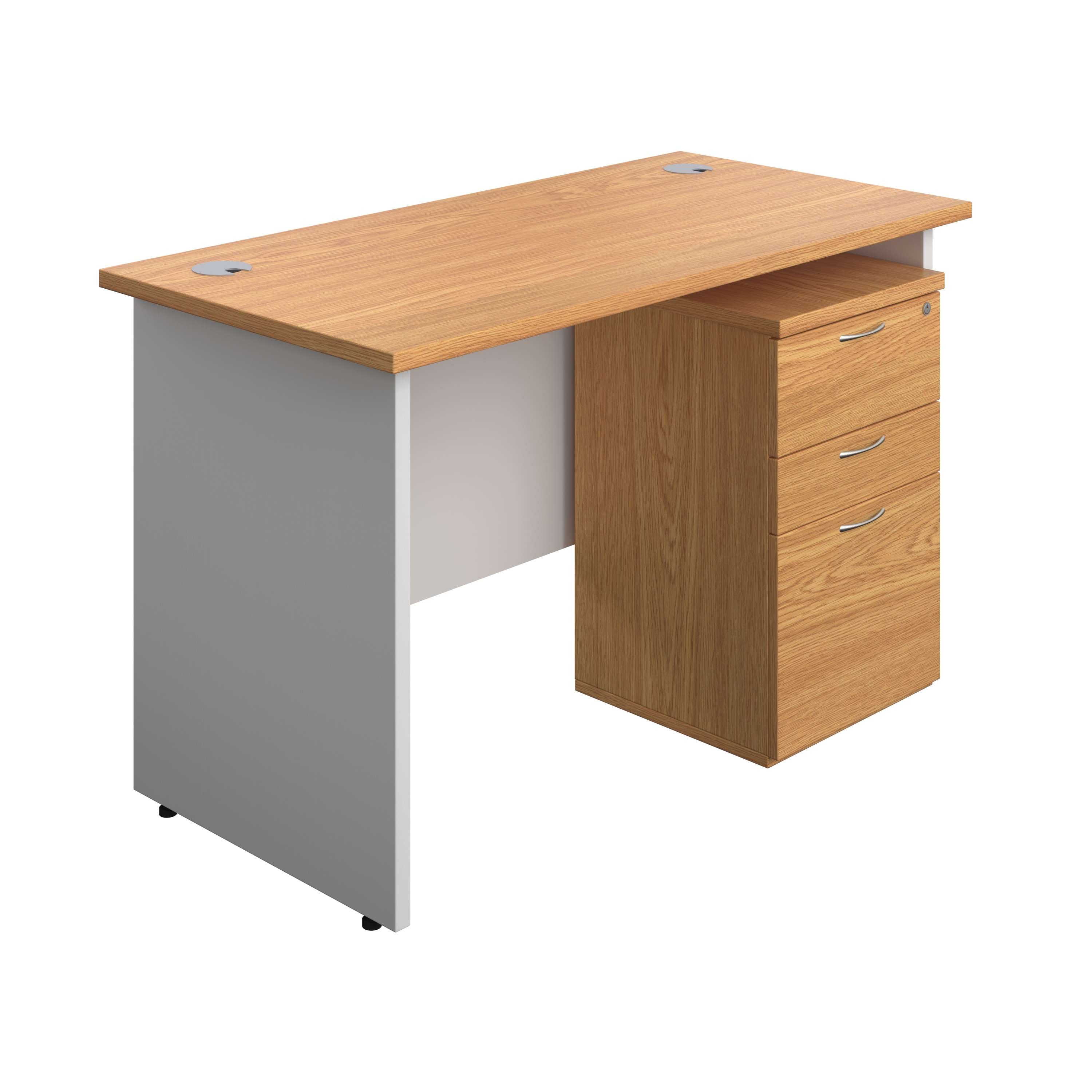 Panel Plus Rectangular Desk + 3 Drawer High Mobile Pedestal Bundle (FSC)