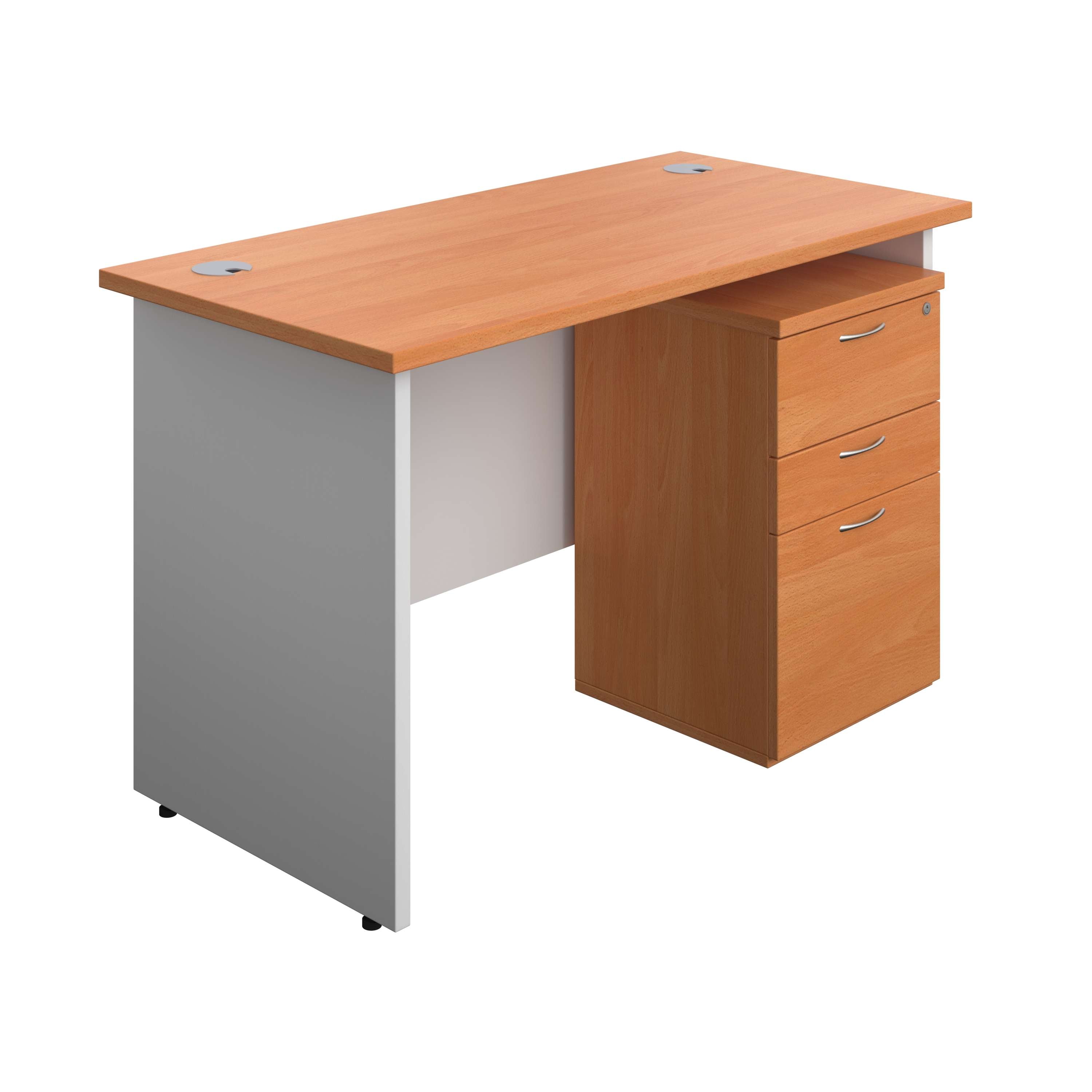 Panel Plus Rectangular Desk + 3 Drawer Under Desk Pedestal Bundle (FSC)