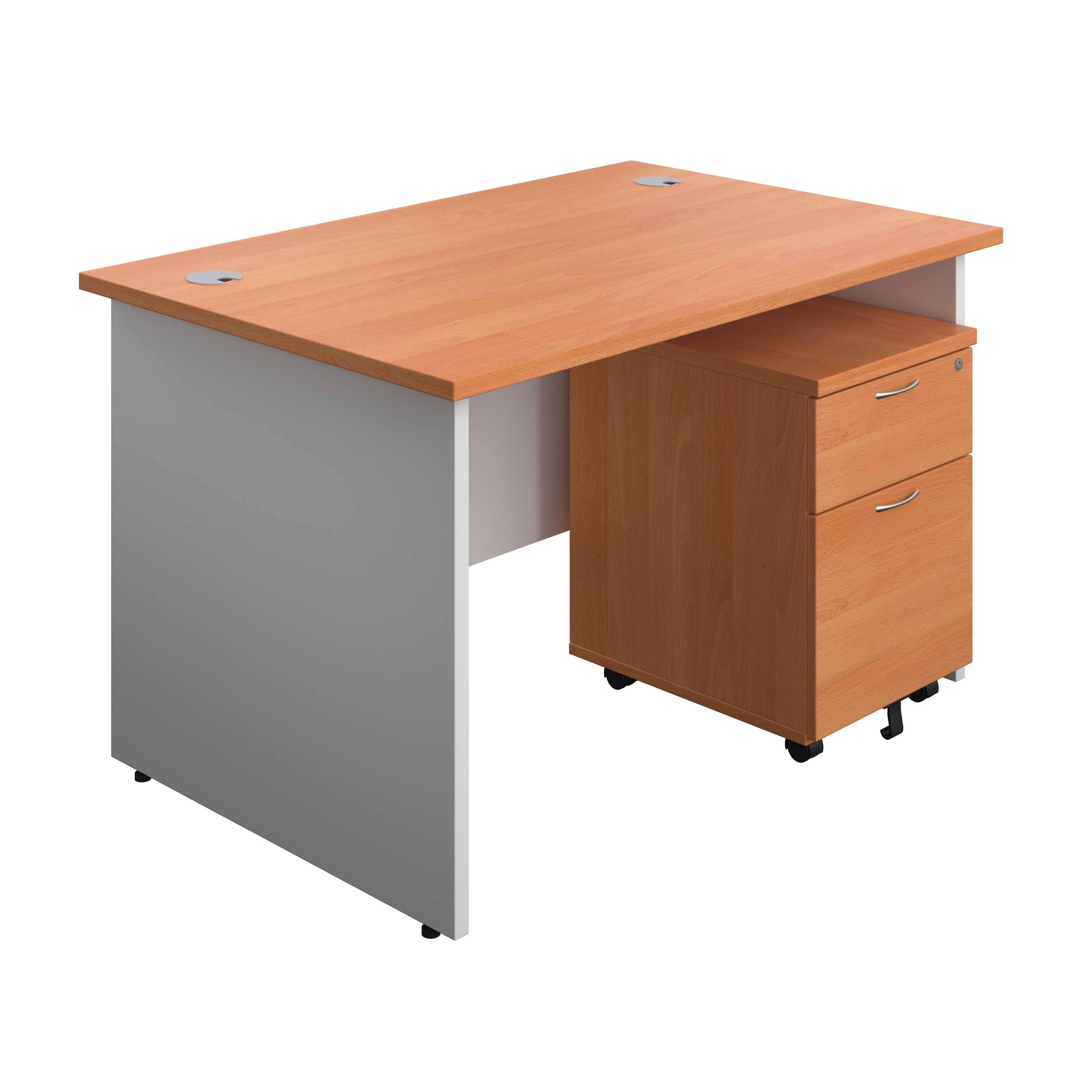 Panel Plus Rectangular Desk + 2 Drawer Mobile Pedestal Bundle (FSC)