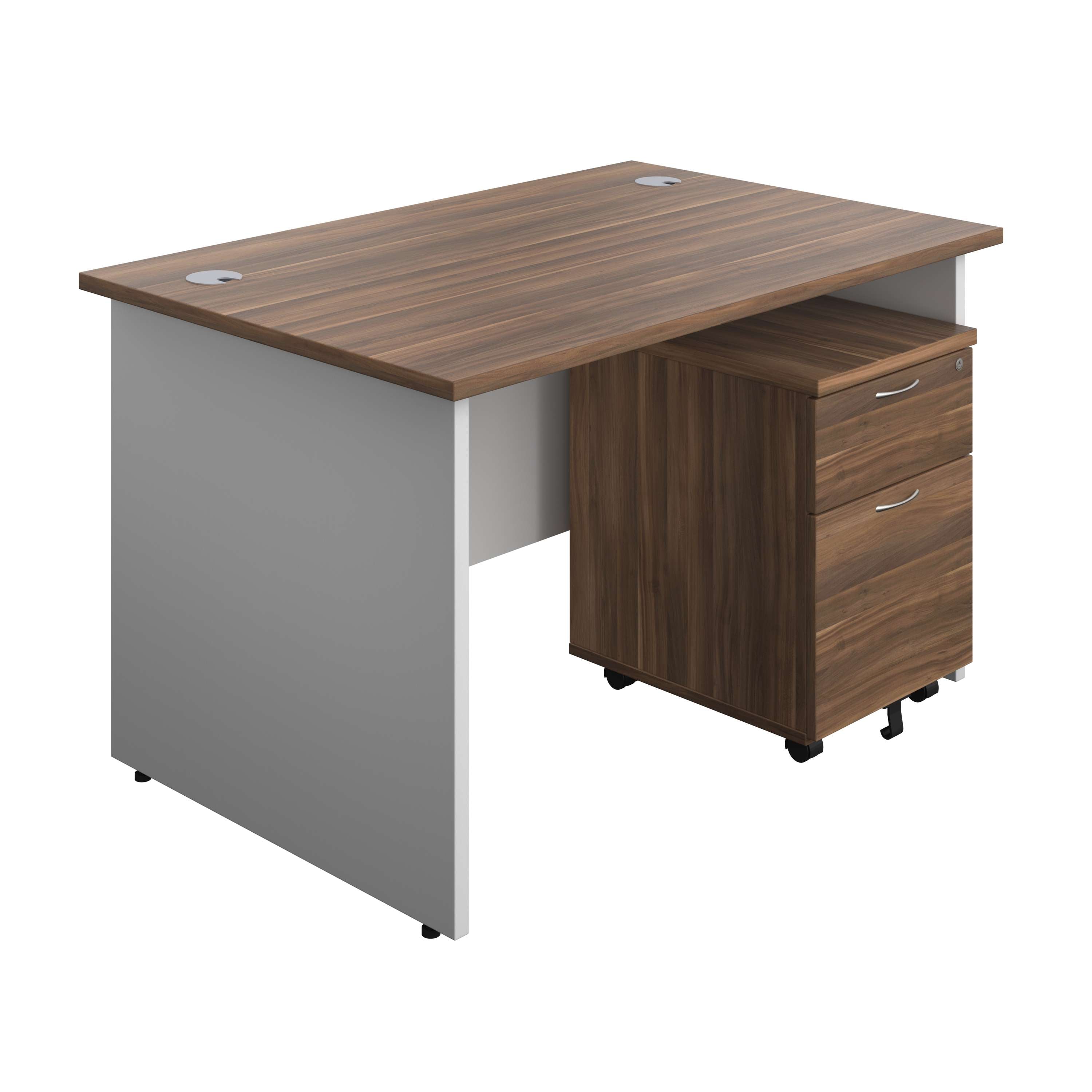 Panel Plus Rectangular Desk + 2 Drawer Mobile Pedestal Bundle (FSC)