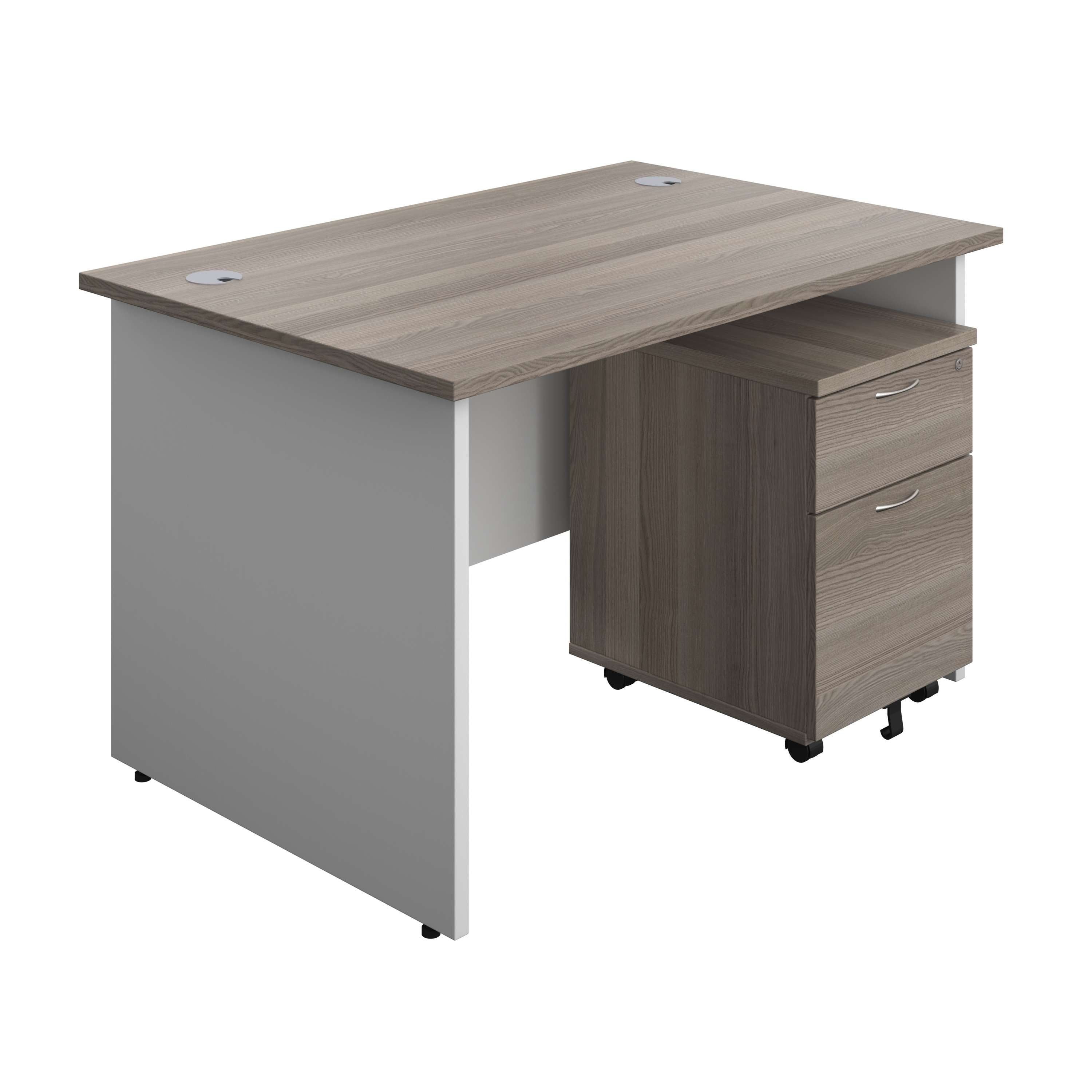 Panel Plus Rectangular Desk + 2 Drawer Mobile Pedestal Bundle (FSC)