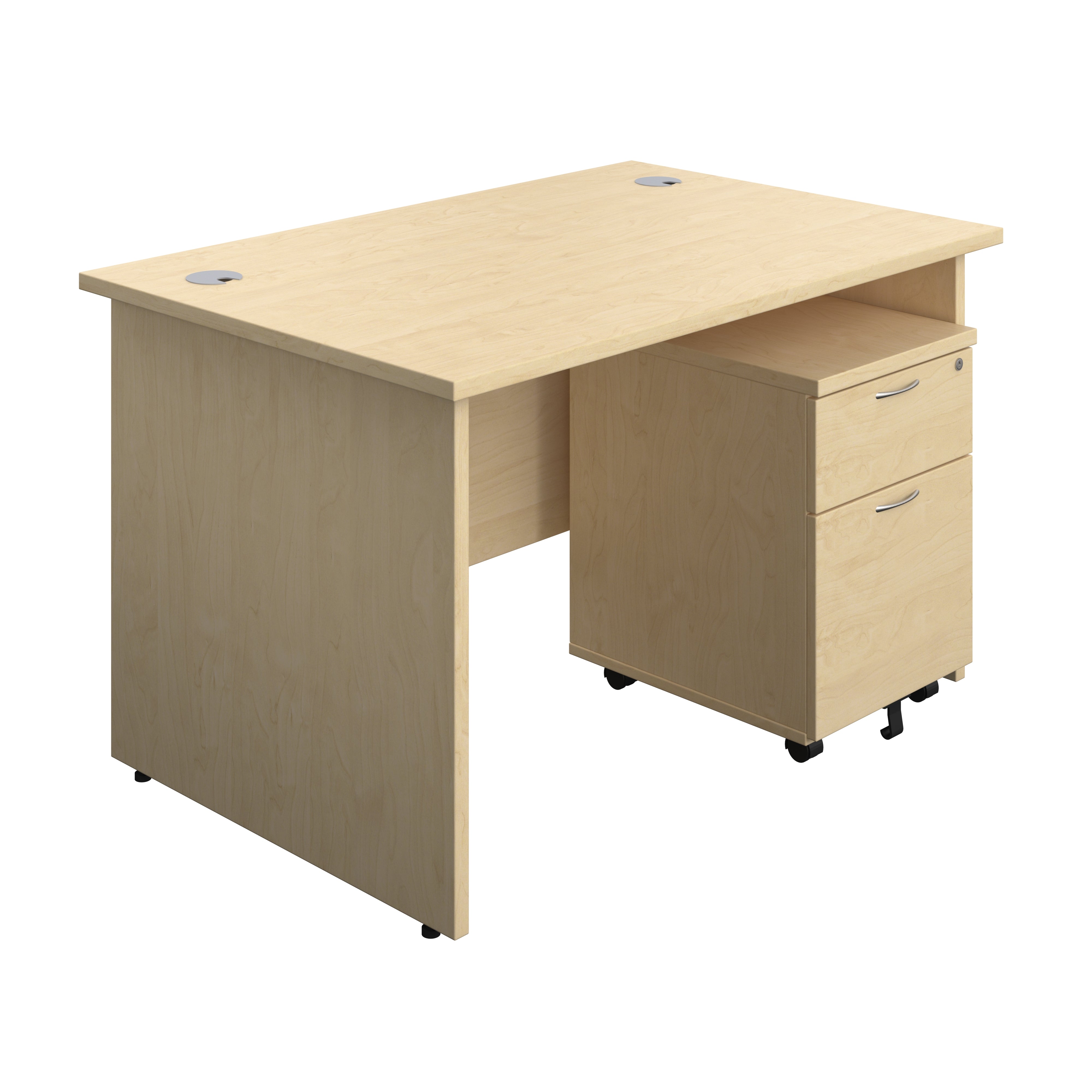 Panel Rectangular Desk + 2 Drawer Mobile Pedestal Bundle (FSC)