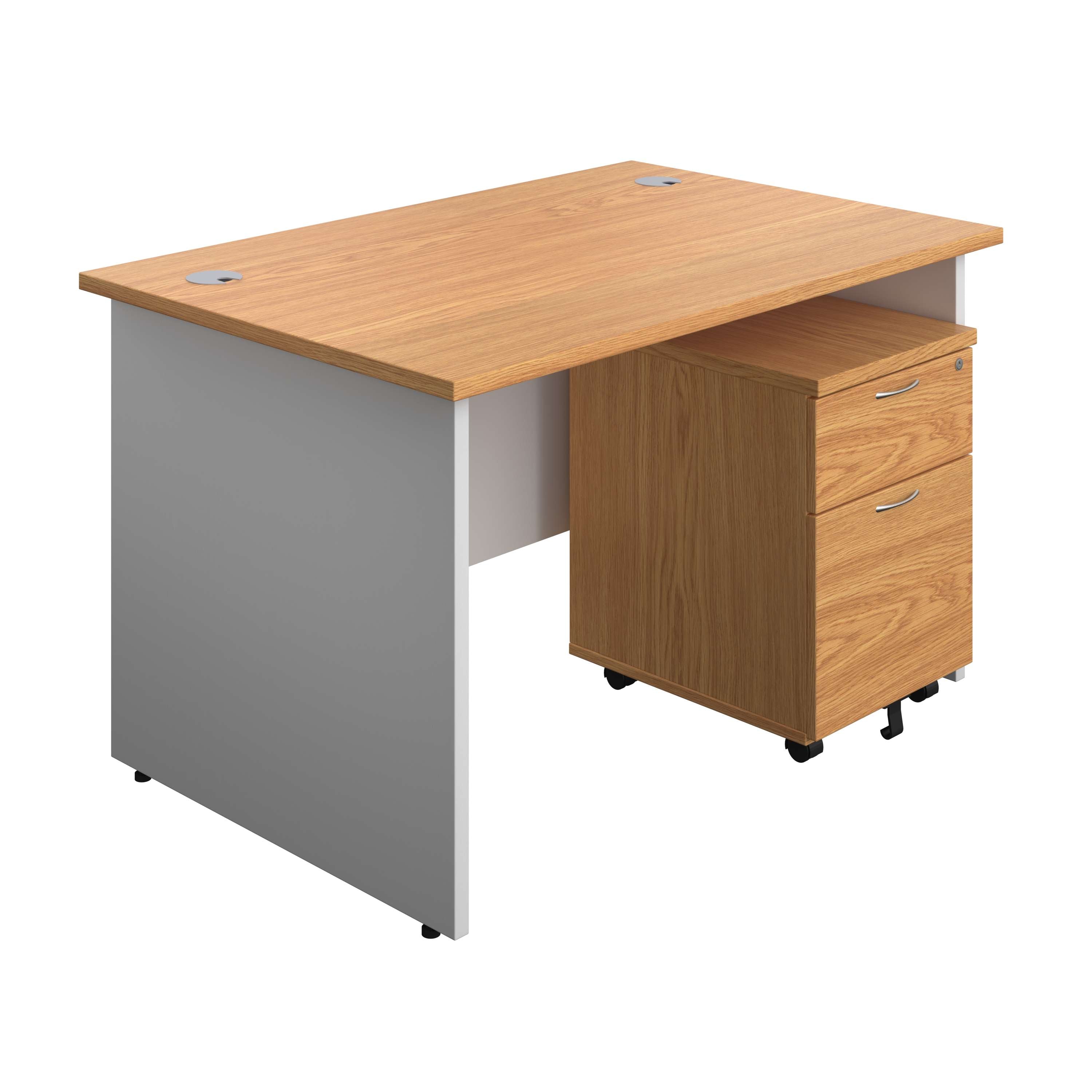 Panel Plus Rectangular Desk + 2 Drawer Mobile Pedestal Bundle (FSC)