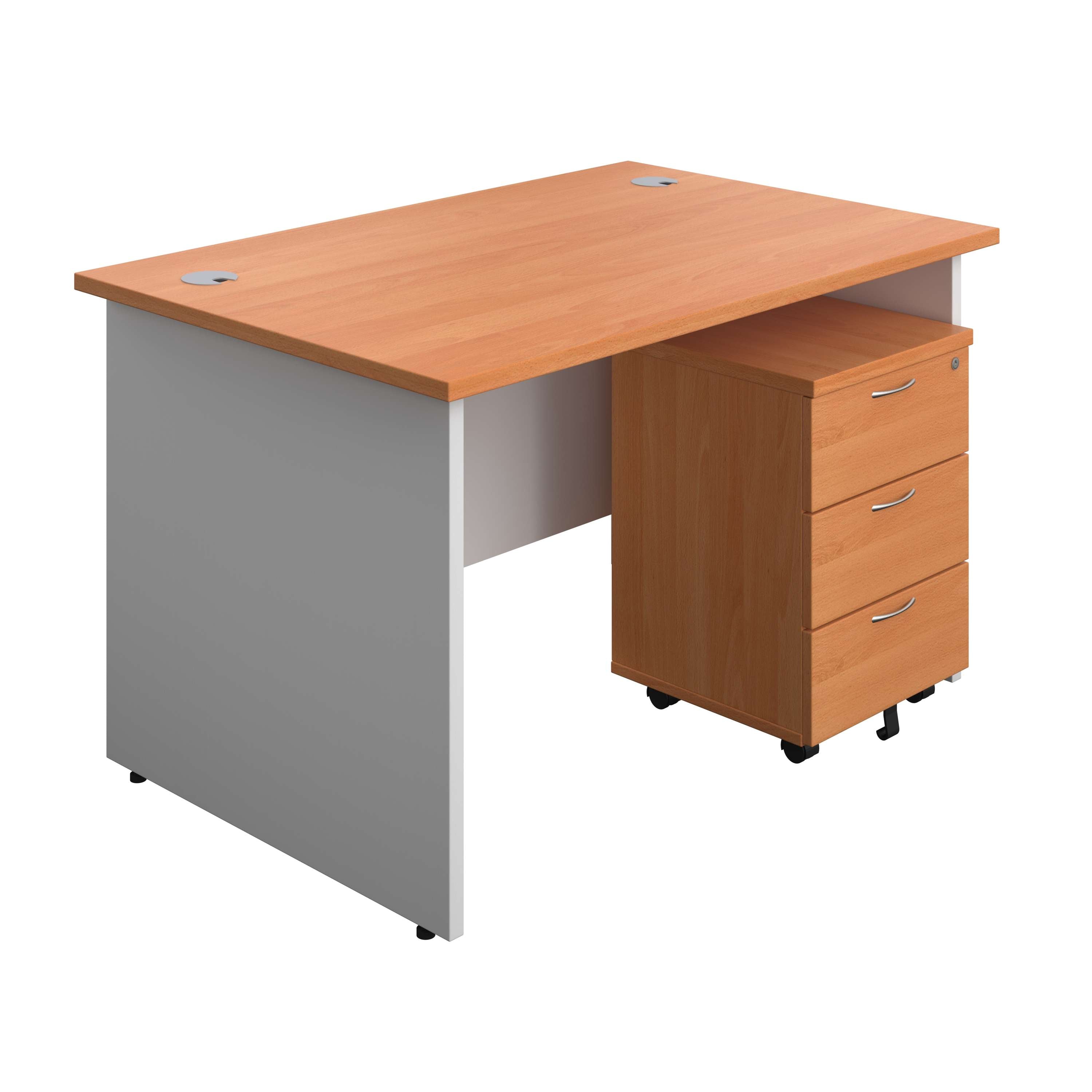 Panel Plus Rectangular Desk + 3 Drawer Mobile Pedestal Bundle (FSC)