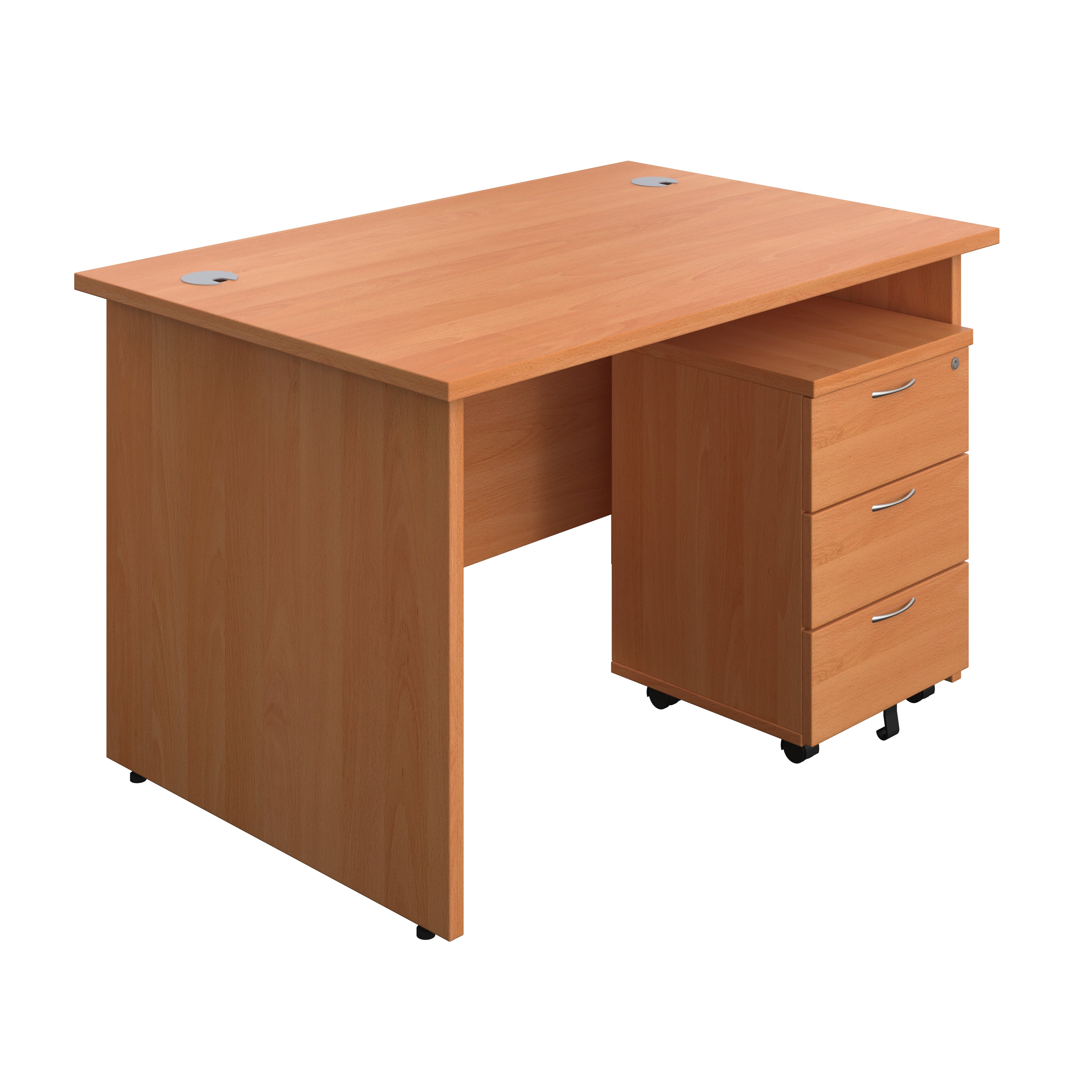 Panel Rectangular Desk + 3 Drawer Mobile Pedestal Bundle (FSC)