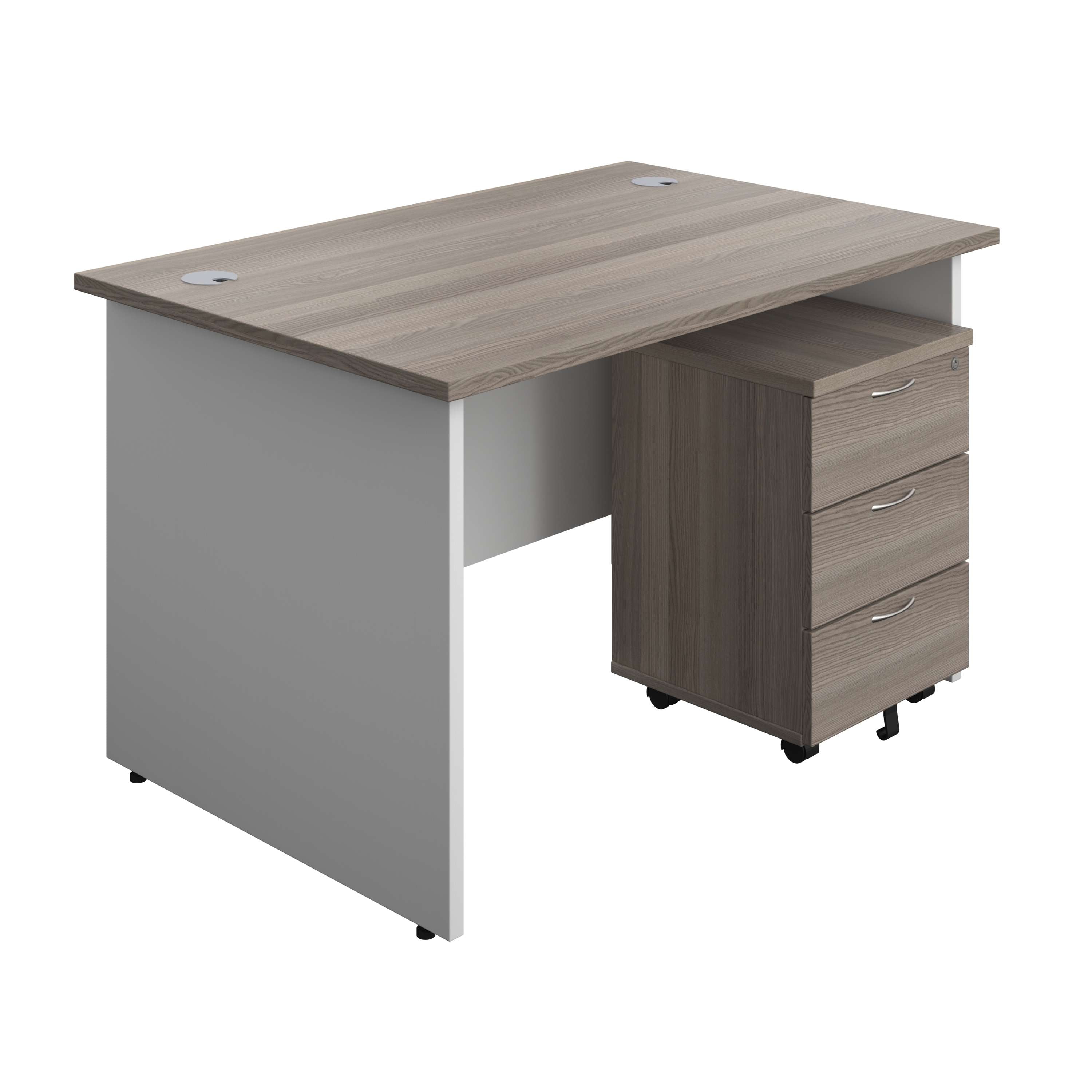 Panel Plus Rectangular Desk + 3 Drawer Mobile Pedestal Bundle (FSC)