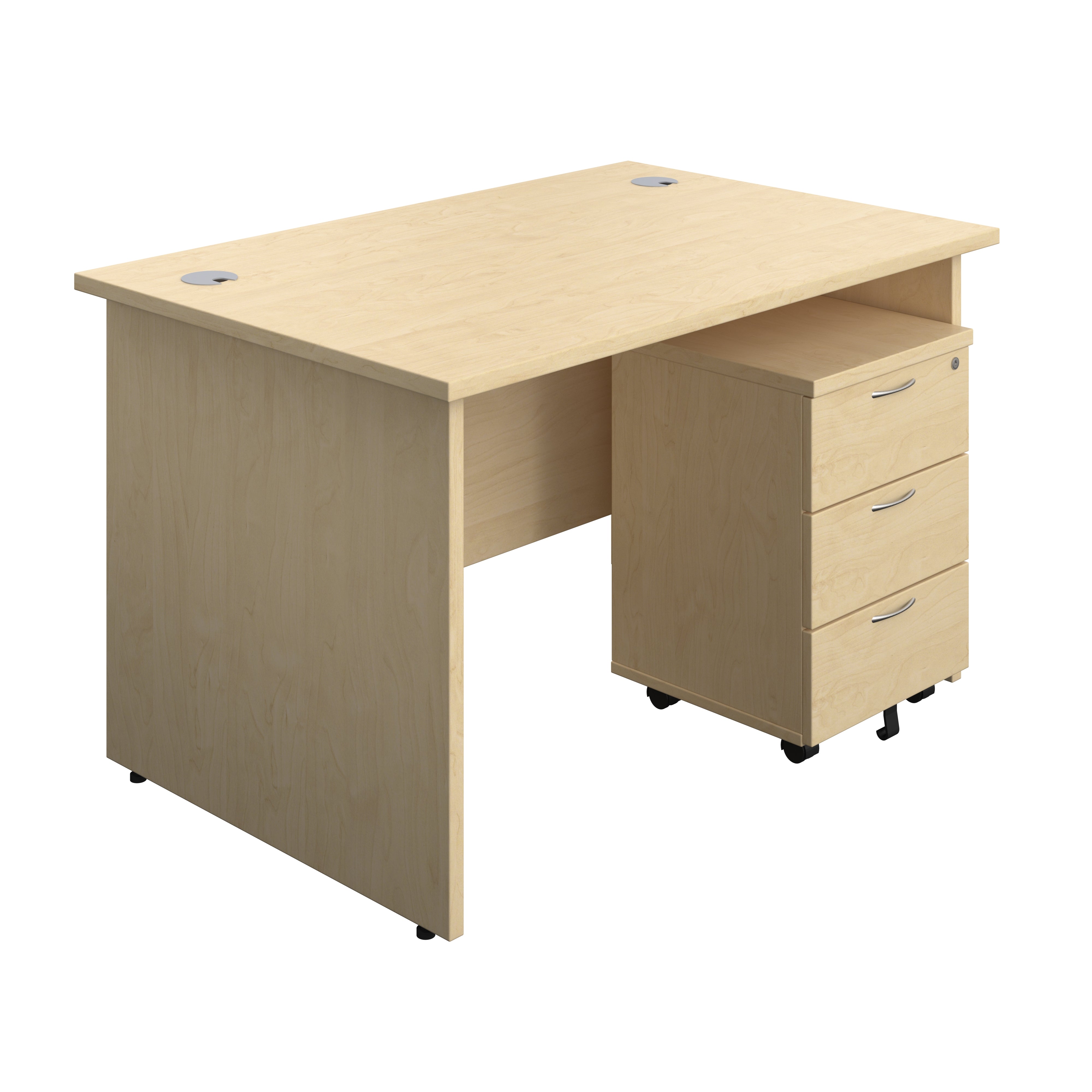 Panel Rectangular Desk + 3 Drawer Mobile Pedestal Bundle (FSC)