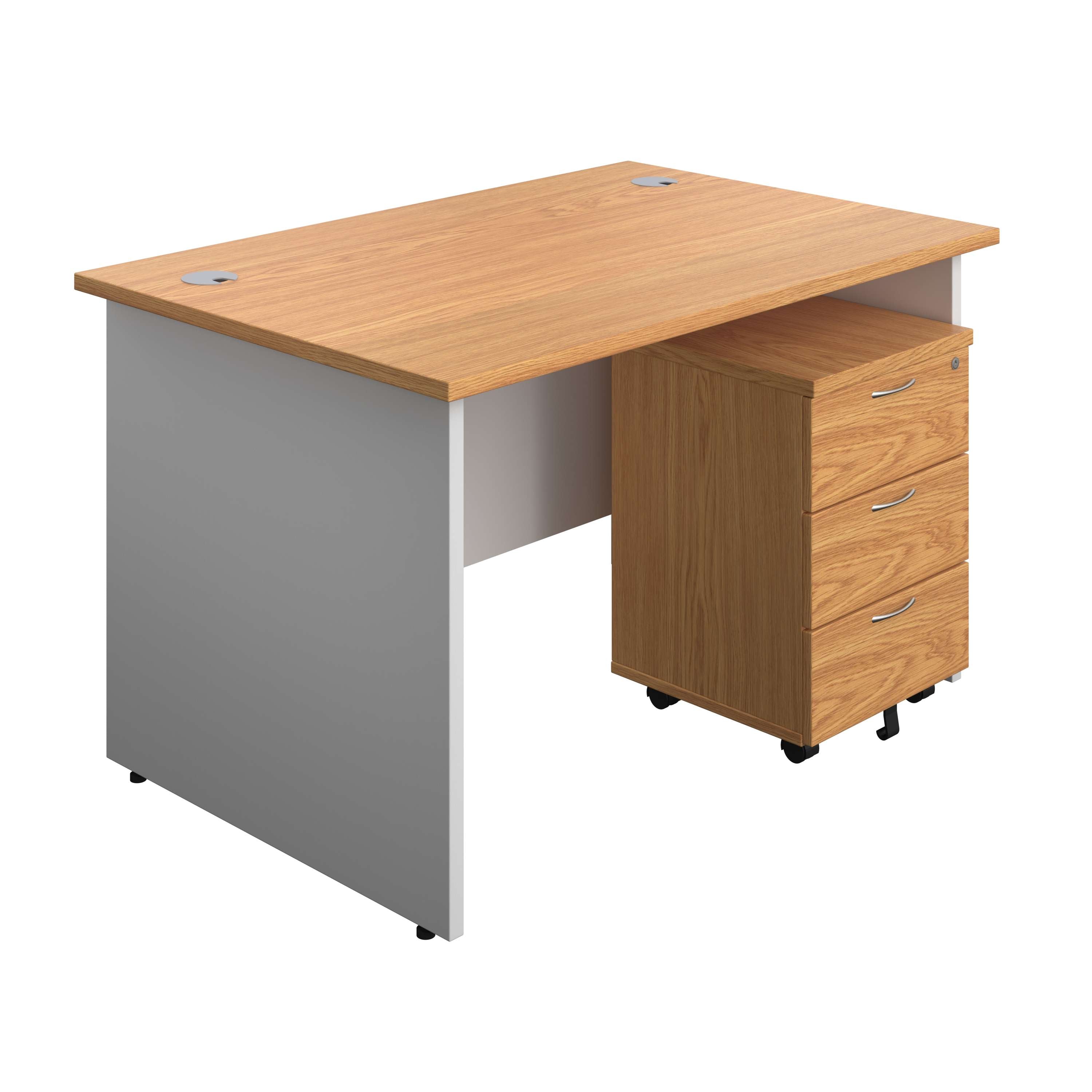 Panel Plus Rectangular Desk + 3 Drawer Mobile Pedestal Bundle (FSC)