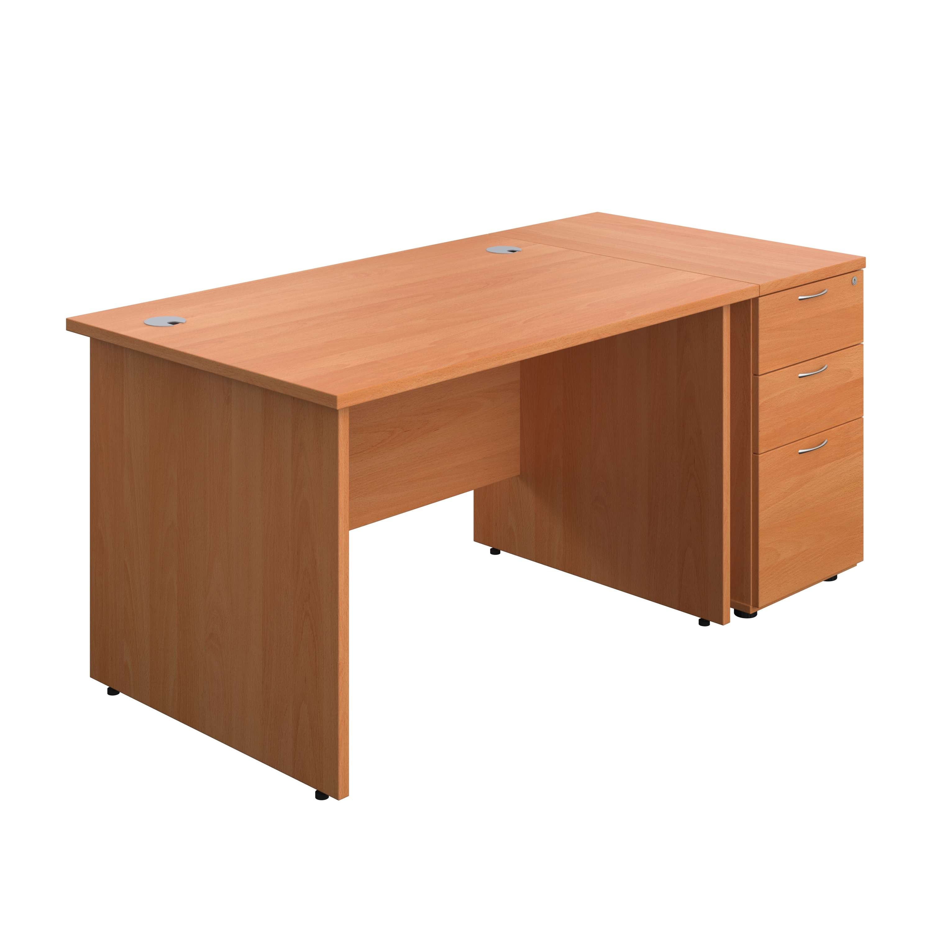 Panel Rectangular Desk + 3 Drawer Desk High Pedestal Bundle (FSC)