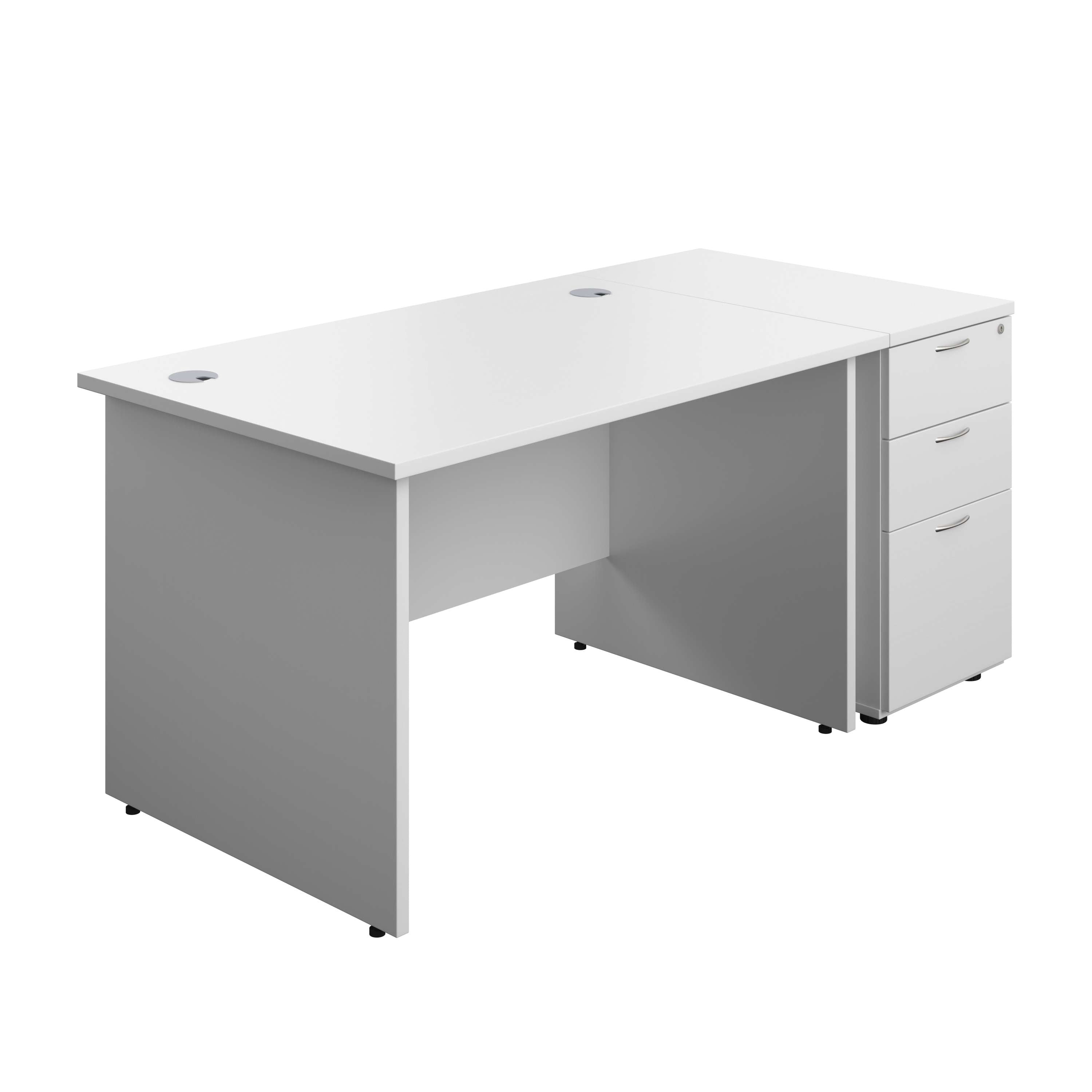 Panel Rectangular Desk + 3 Drawer Desk High Pedestal Bundle (FSC)