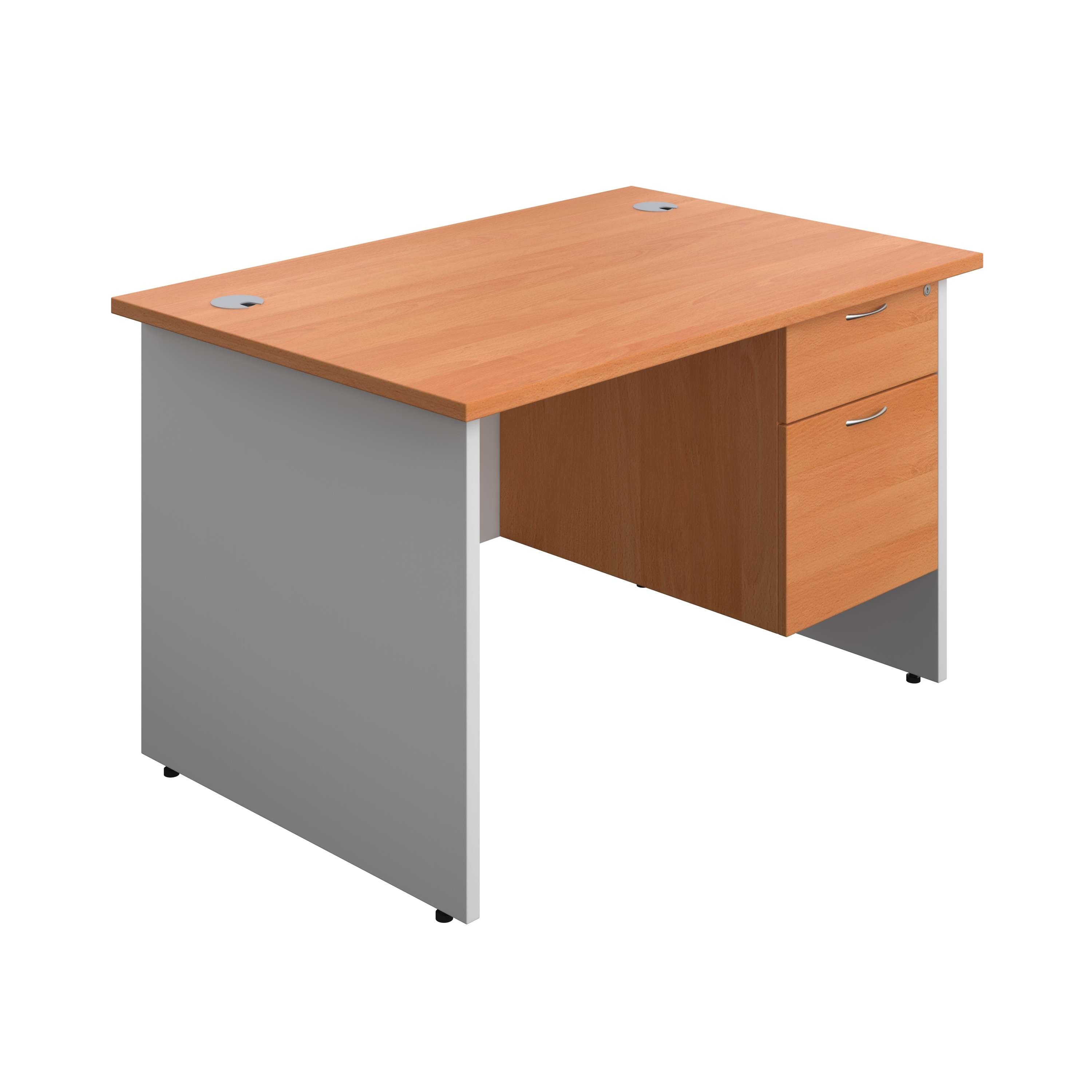 Panel Plus Rectangular Desk + 2 Drawer Fixed Pedestal Bundle (FSC)