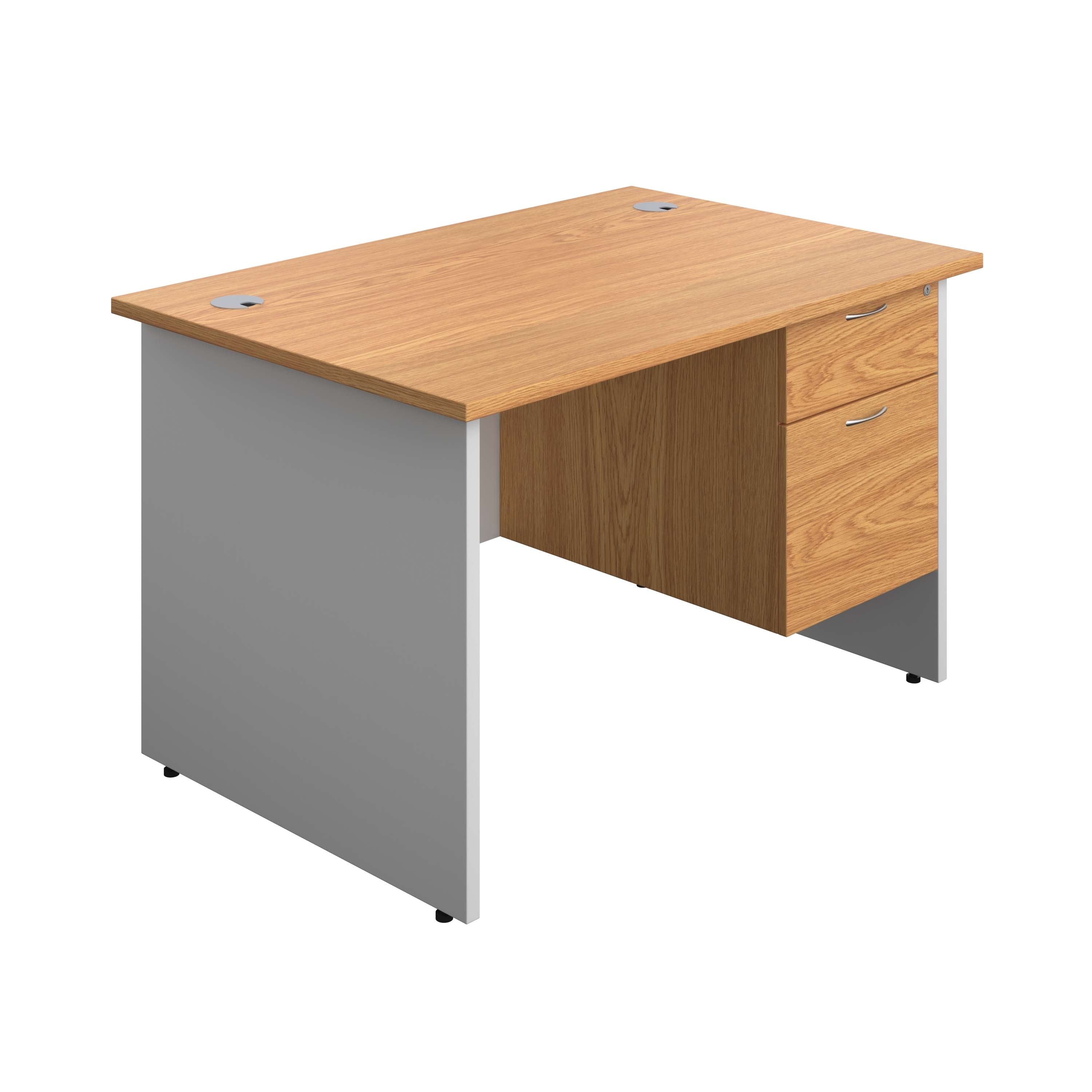 Panel Plus Rectangular Desk + 2 Drawer Fixed Pedestal Bundle (FSC)