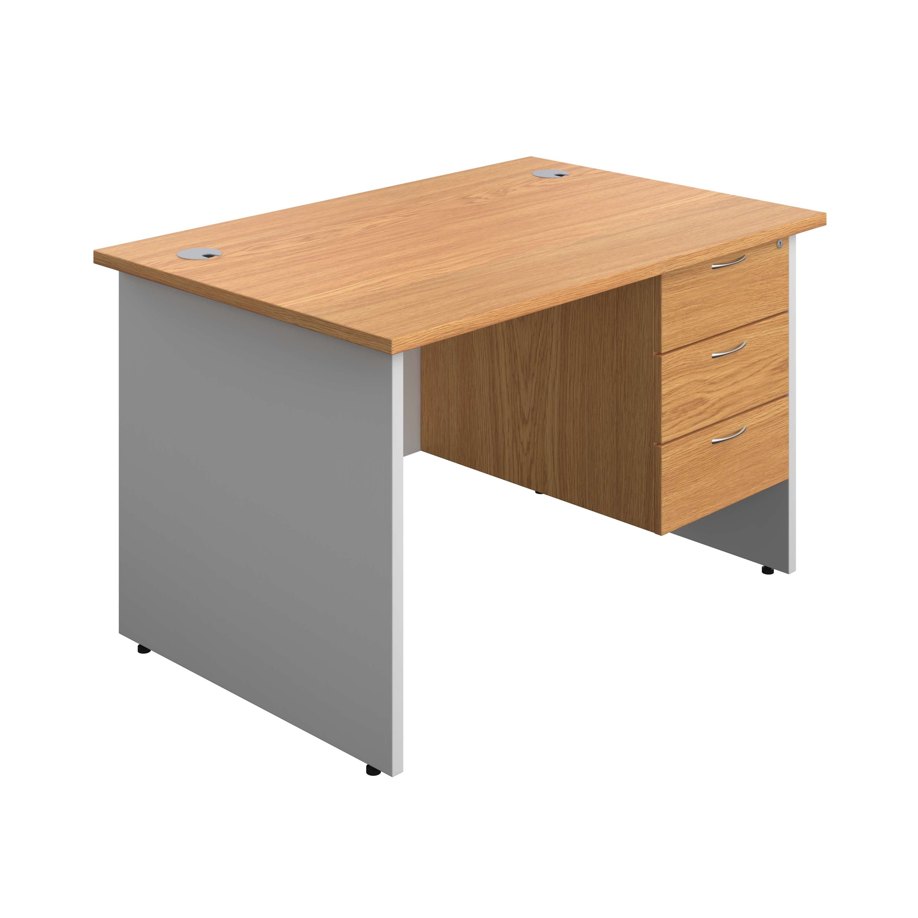 Panel Plus Rectangular Desk + 3 Drawer Fixed Pedestal Bundle (FSC)