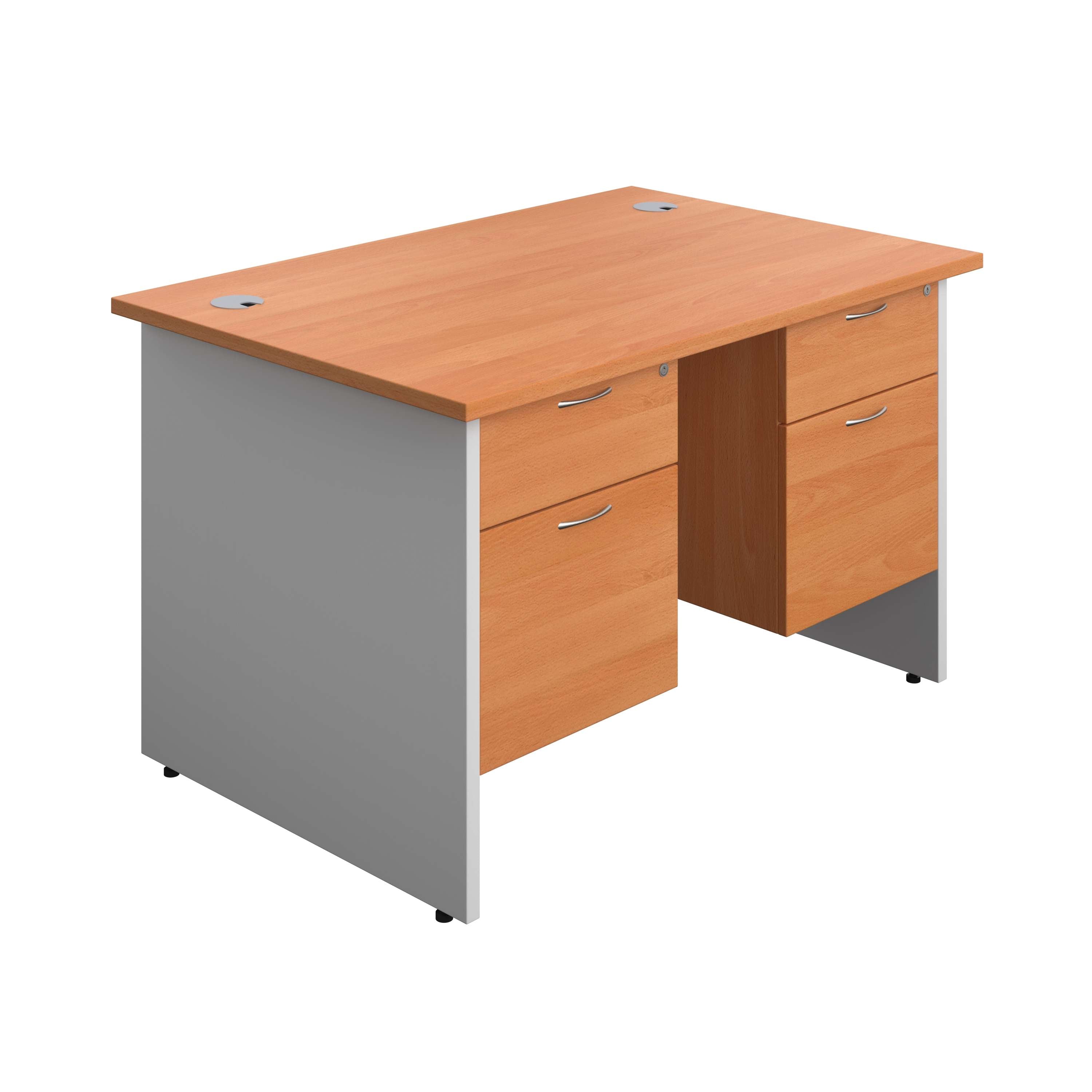 Panel Plus Rectangular Desk + 2 X 2 Drawer Fixed Pedestal Bundle (FSC)