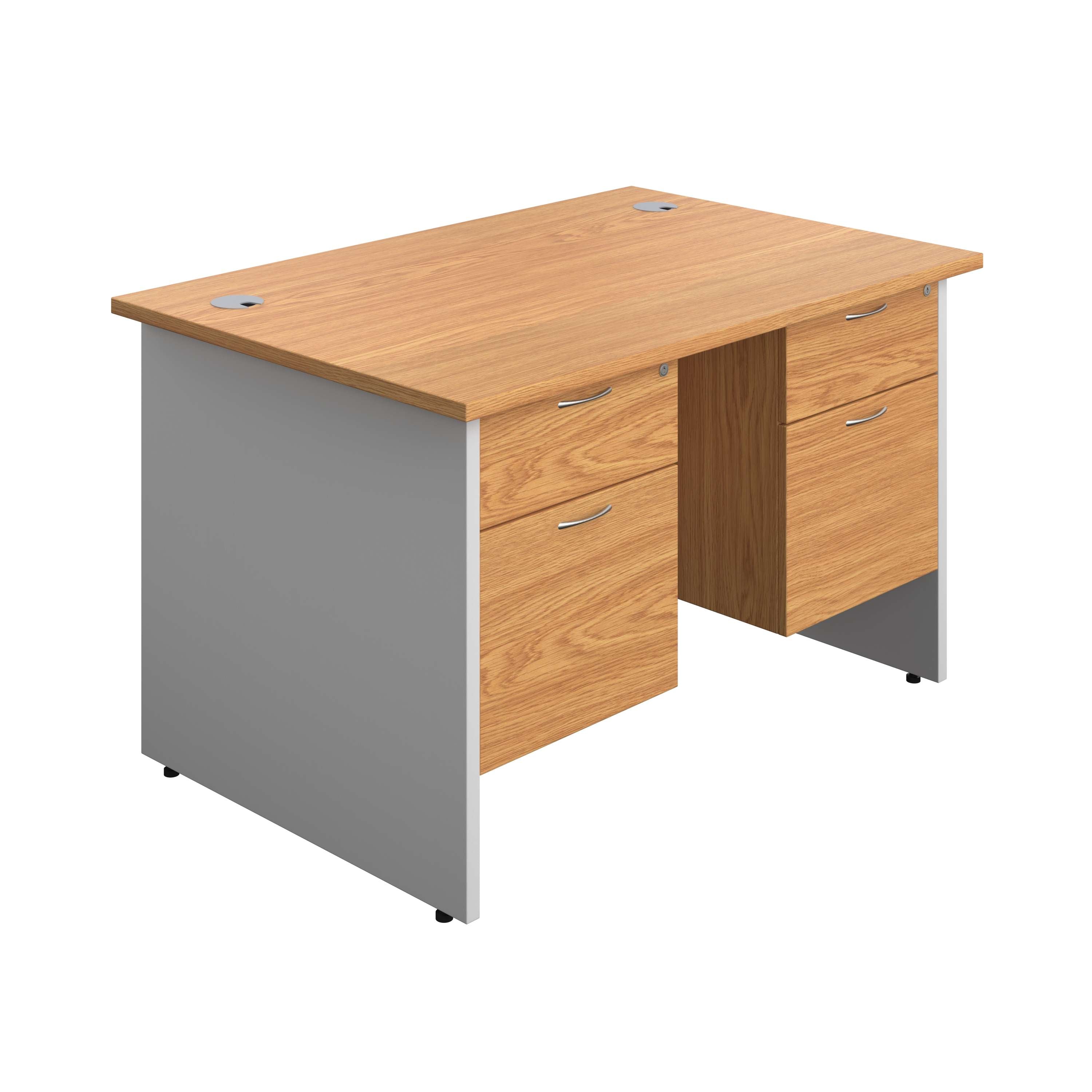 Panel Plus Rectangular Desk + 2 X 2 Drawer Fixed Pedestal Bundle (FSC)