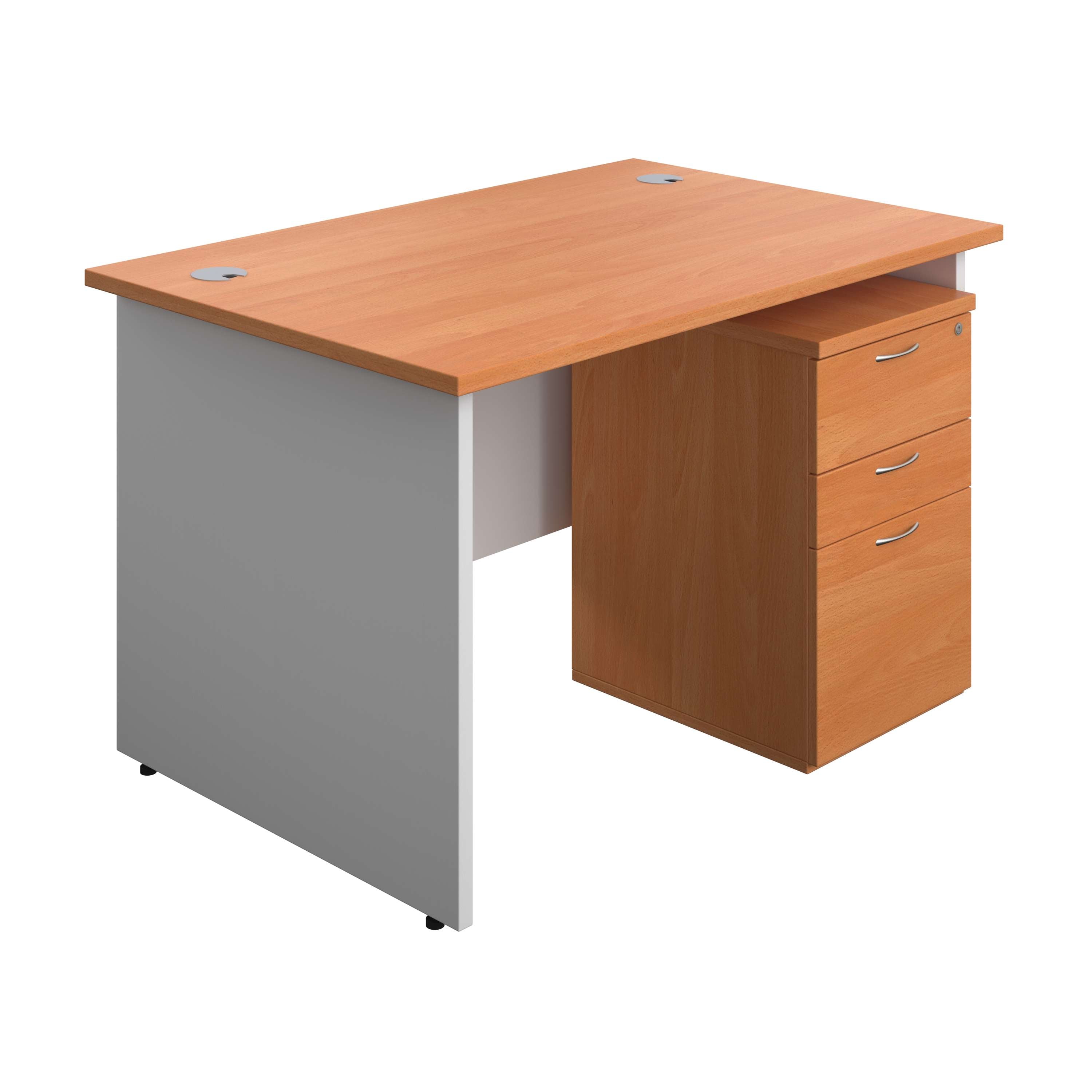 Panel Plus Rectangular Desk + 3 Drawer High Mobile Pedestal Bundle (FSC)