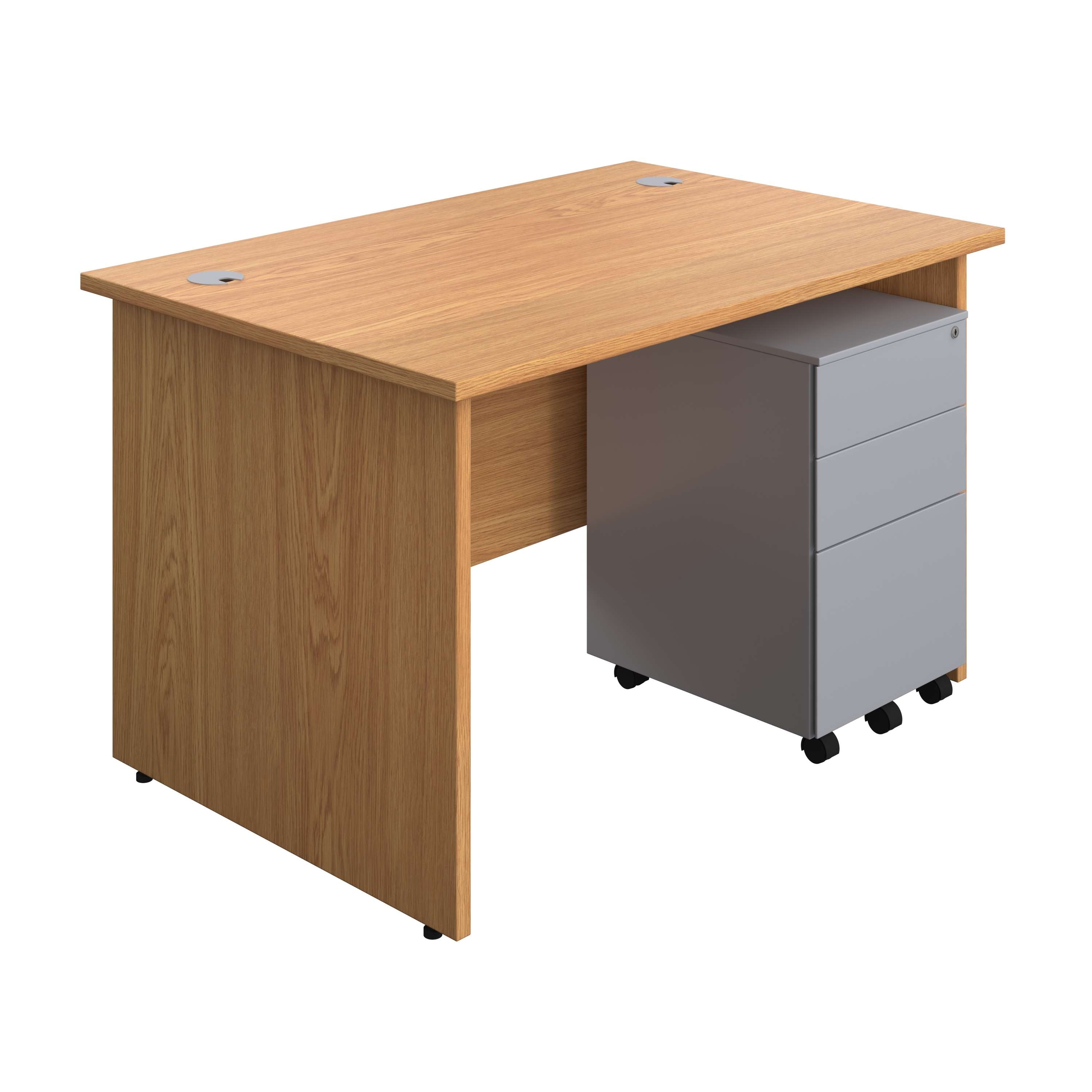 Panel Rectangular Desk + 3 Drawer Steel Pedestal Bundle (FSC) 800 1200