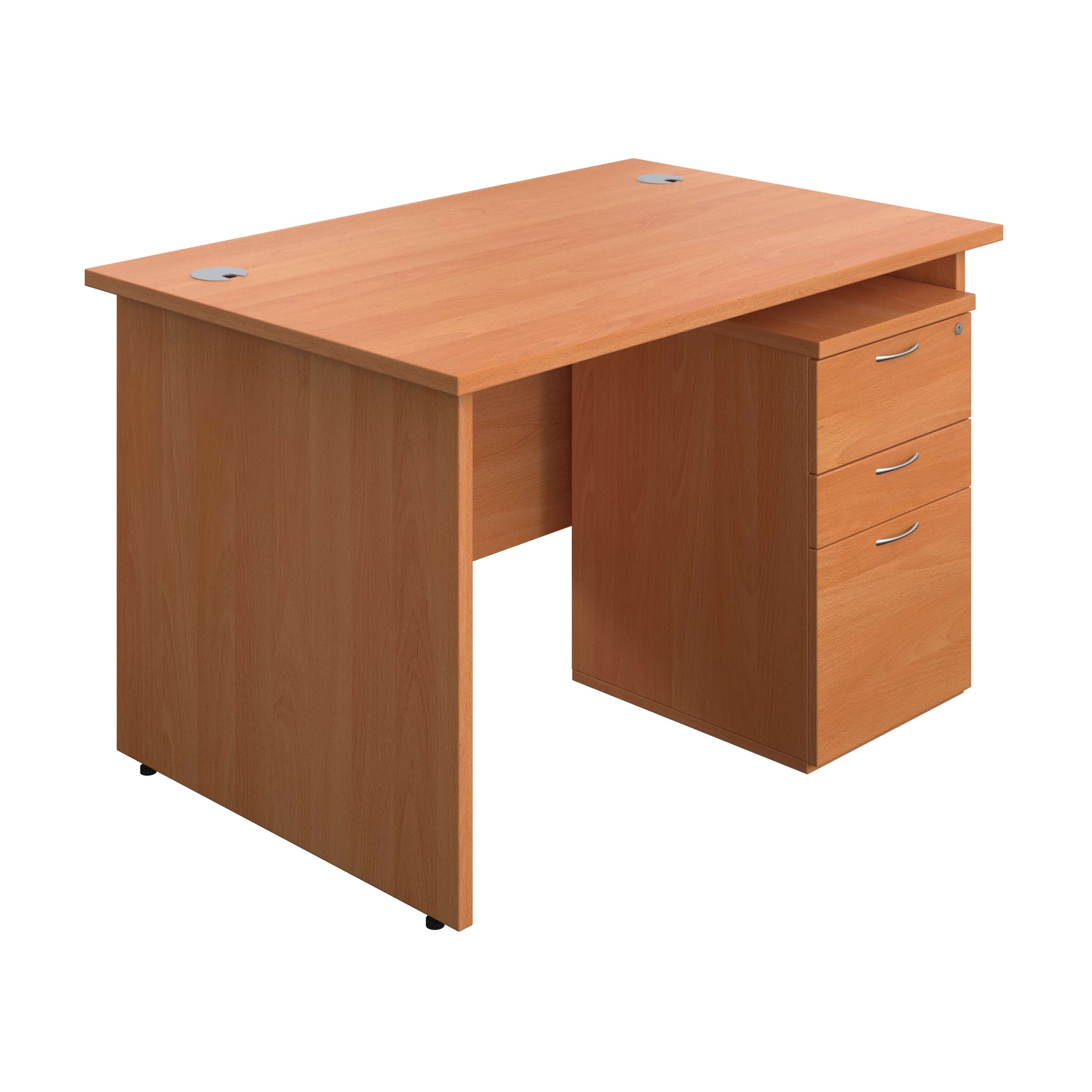 Panel Rectangular Desk + 3 Drawer Under Desk Pedestal Bundle (FSC)