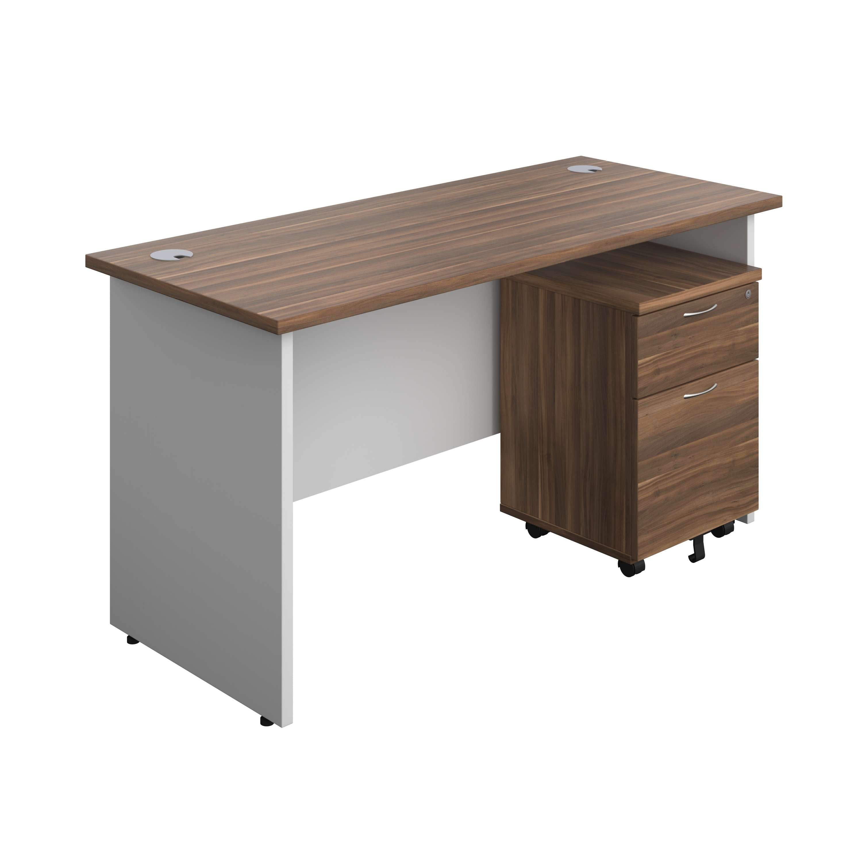 Panel Plus Rectangular Desk + 2 Drawer Mobile Pedestal Bundle (FSC)