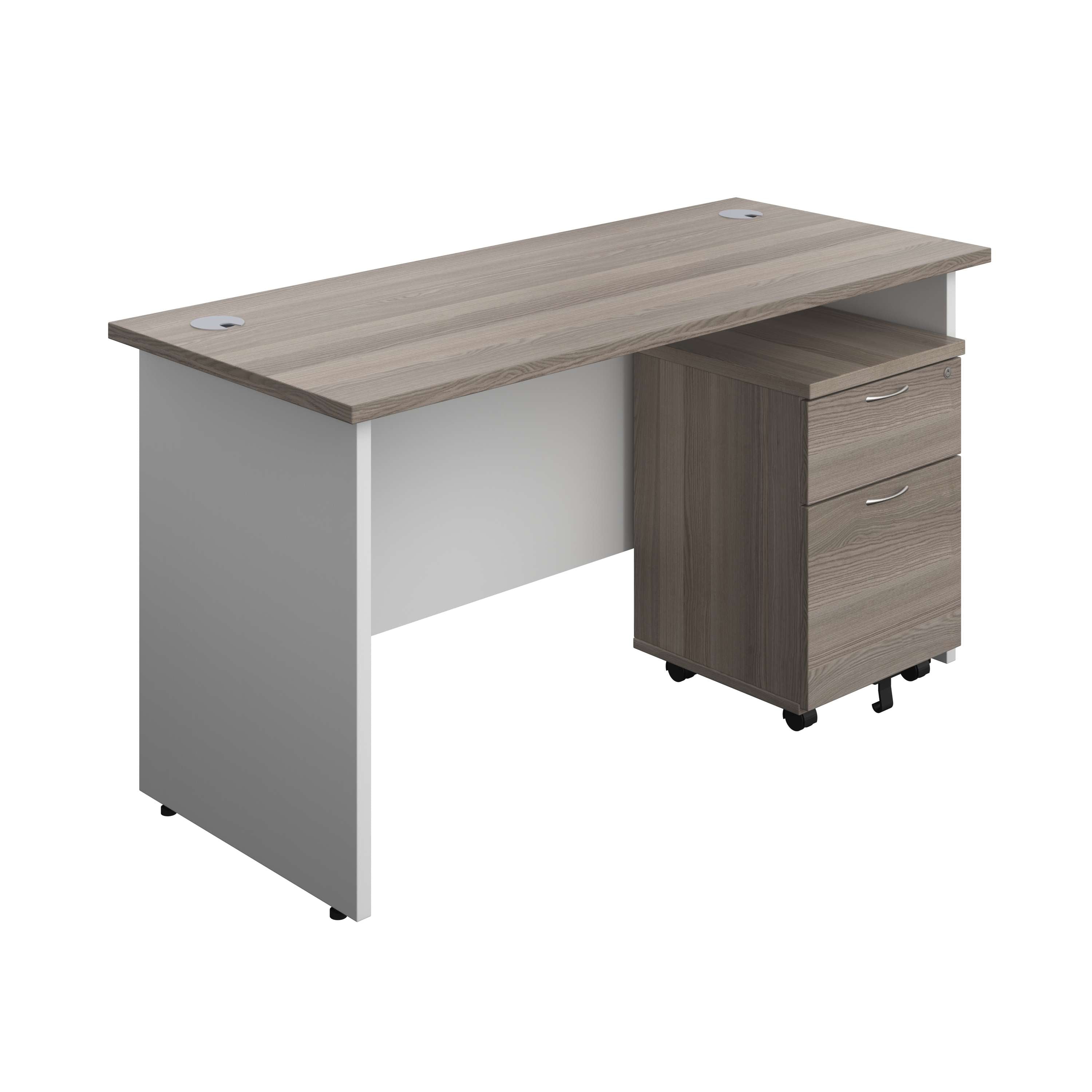 Panel Plus Rectangular Desk + 2 Drawer Mobile Pedestal Bundle (FSC)