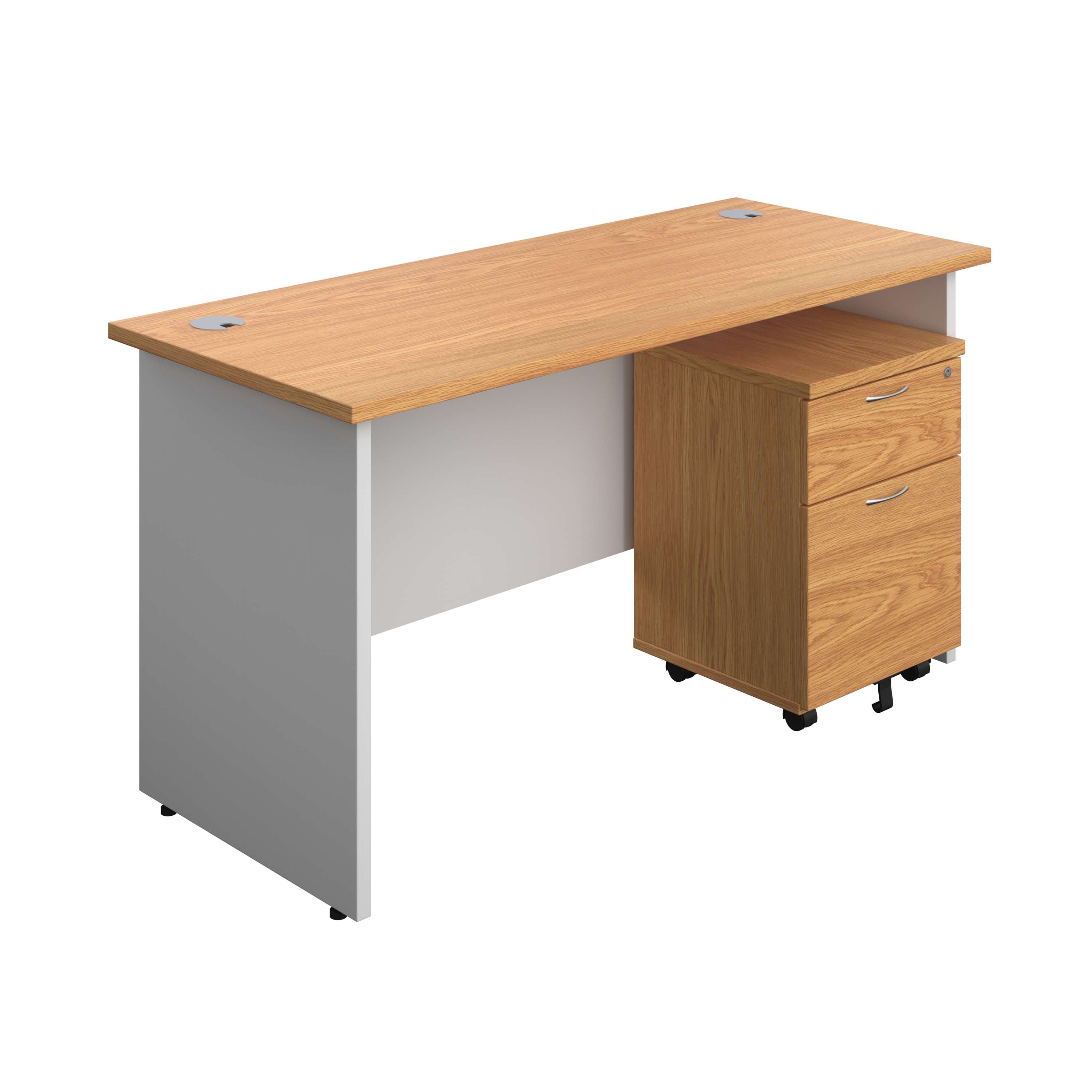 Panel Plus Rectangular Desk + 2 Drawer Mobile Pedestal Bundle (FSC)