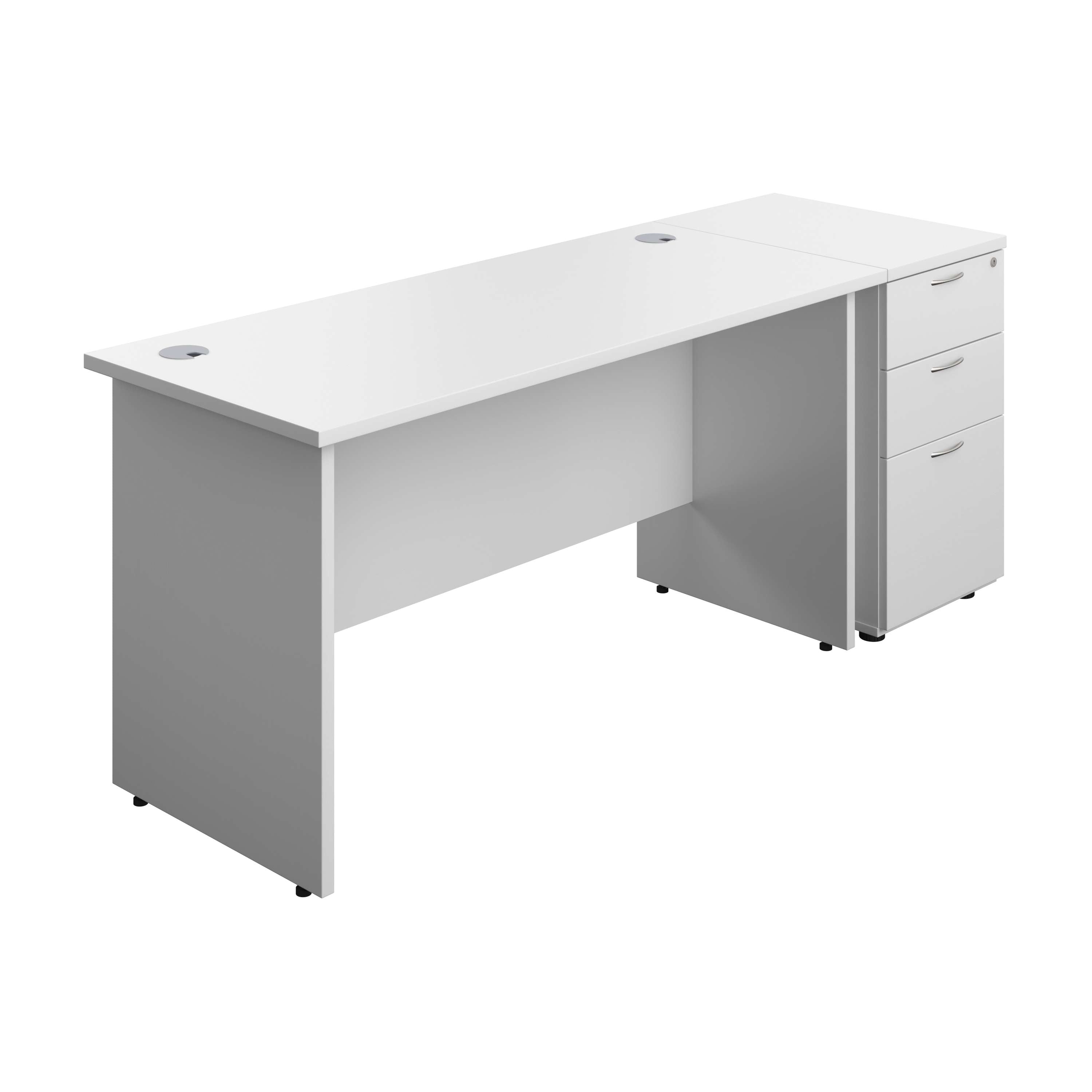 Panel Rectangular Desk + 3 Drawer Desk High Pedestal Bundle (FSC)