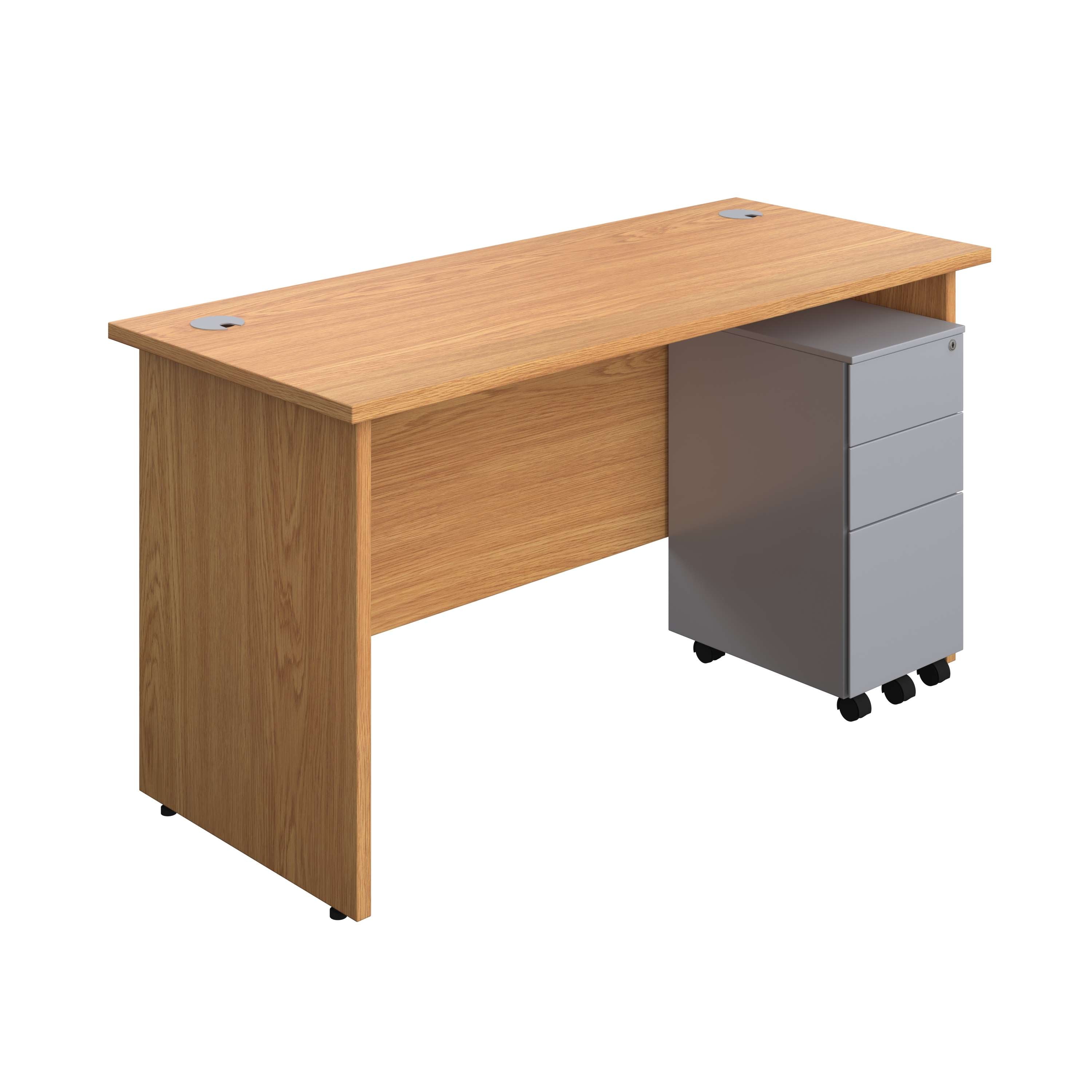 Panel Rectangular Desk + 3 Drawer Slimline Steel Pedestal Bundle (FSC) 600