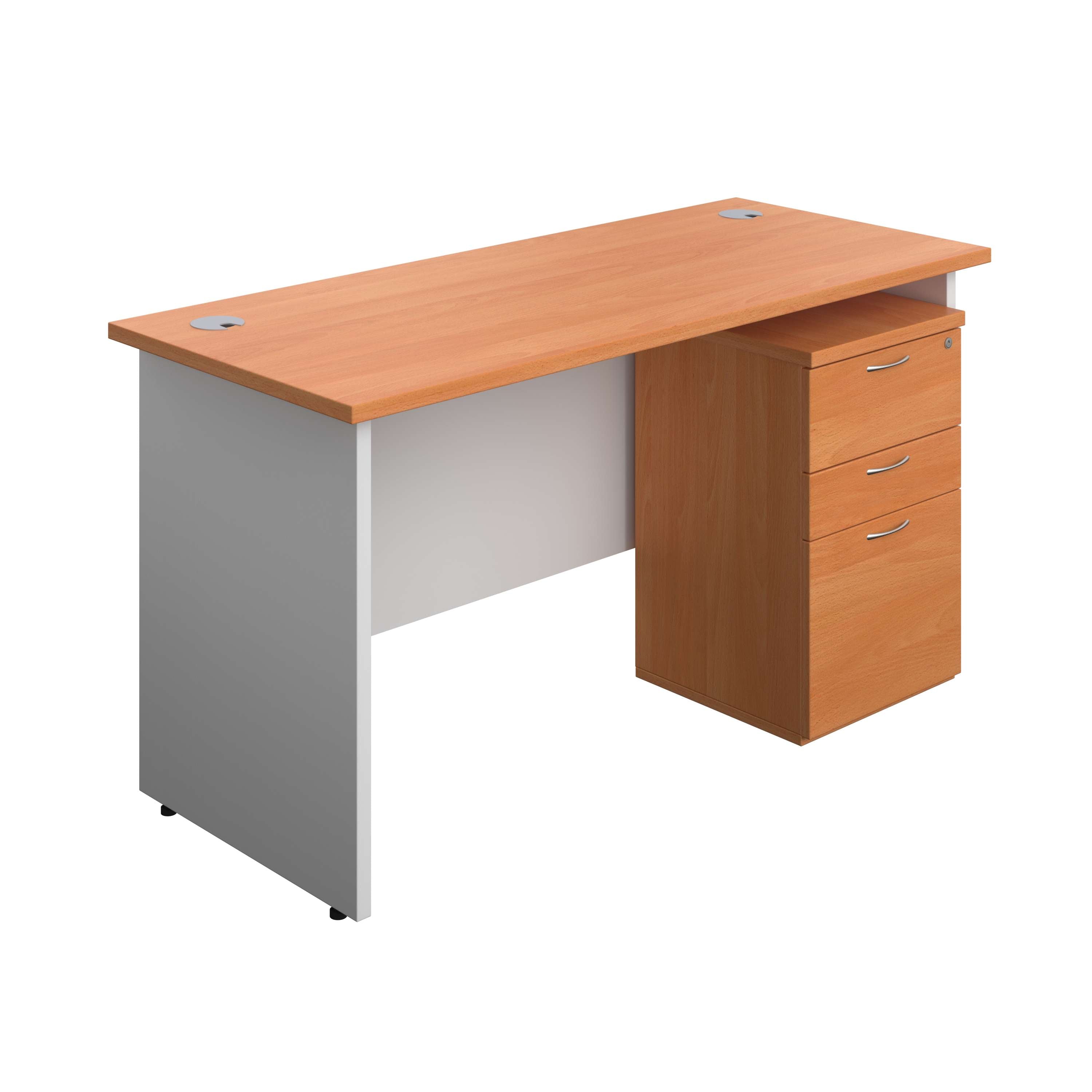 Panel Plus Rectangular Desk + 3 Drawer Under Desk Pedestal Bundle (FSC)