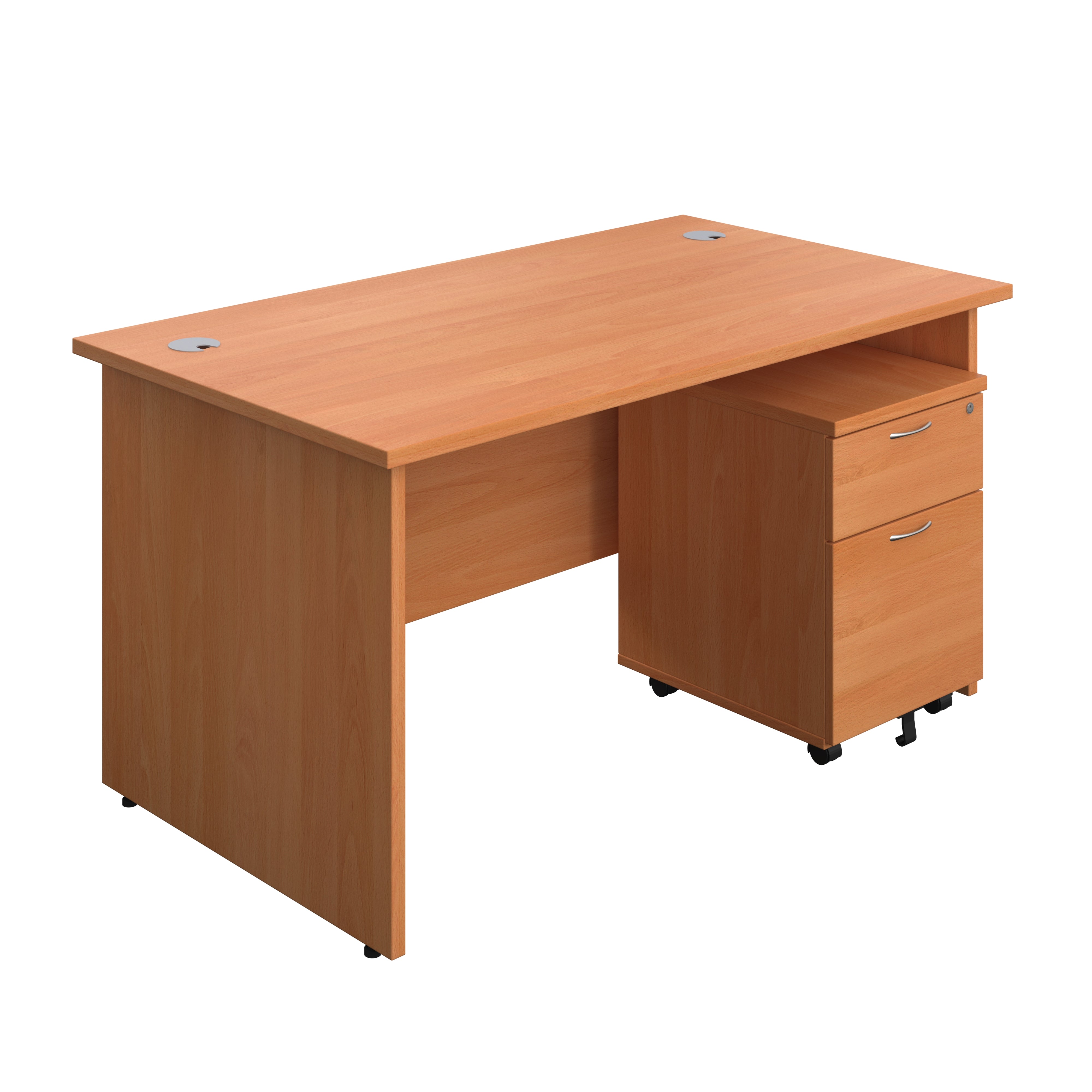 Panel Rectangular Desk + 2 Drawer Mobile Pedestal Bundle (FSC)