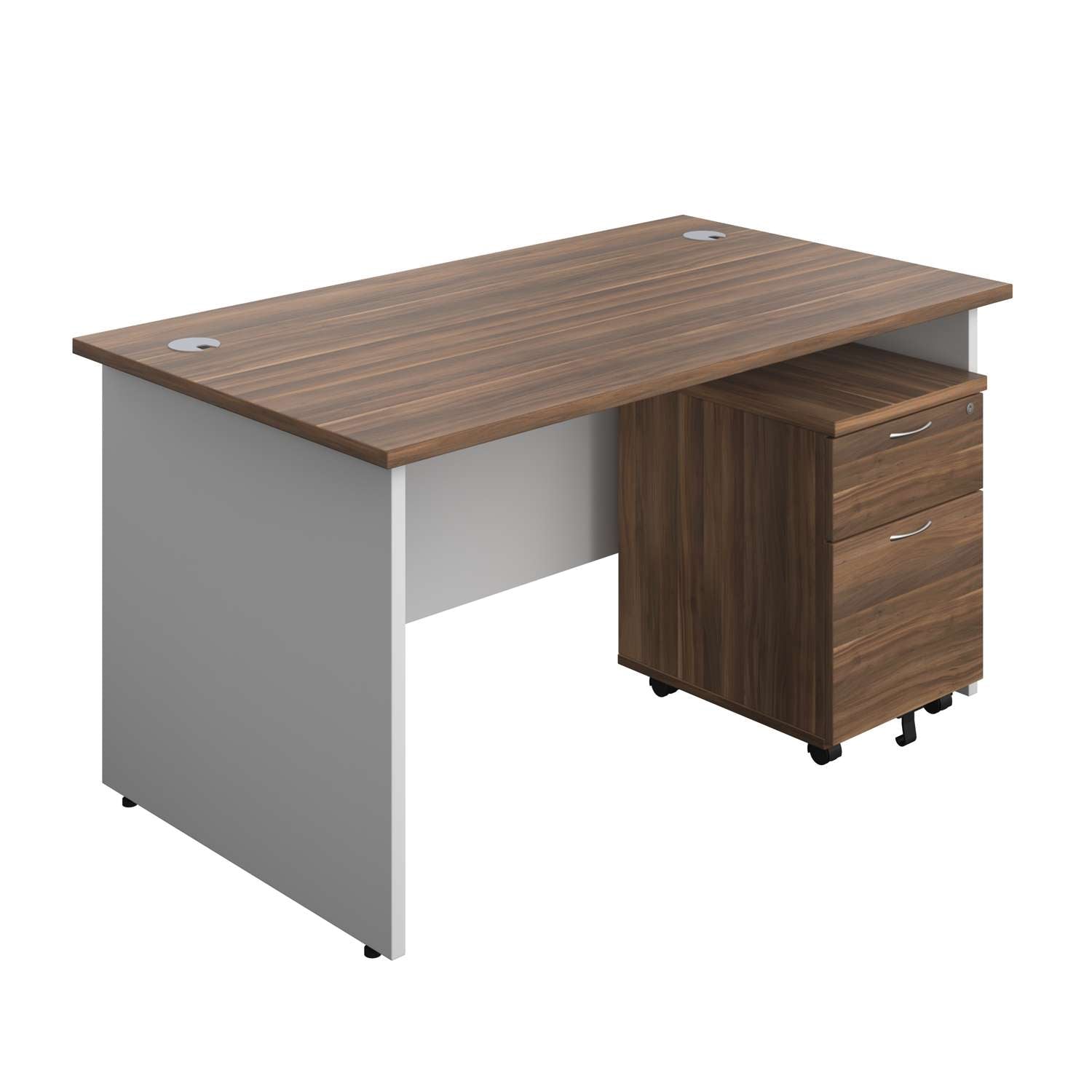 Panel Plus Rectangular Desk + 2 Drawer Mobile Pedestal Bundle (FSC)