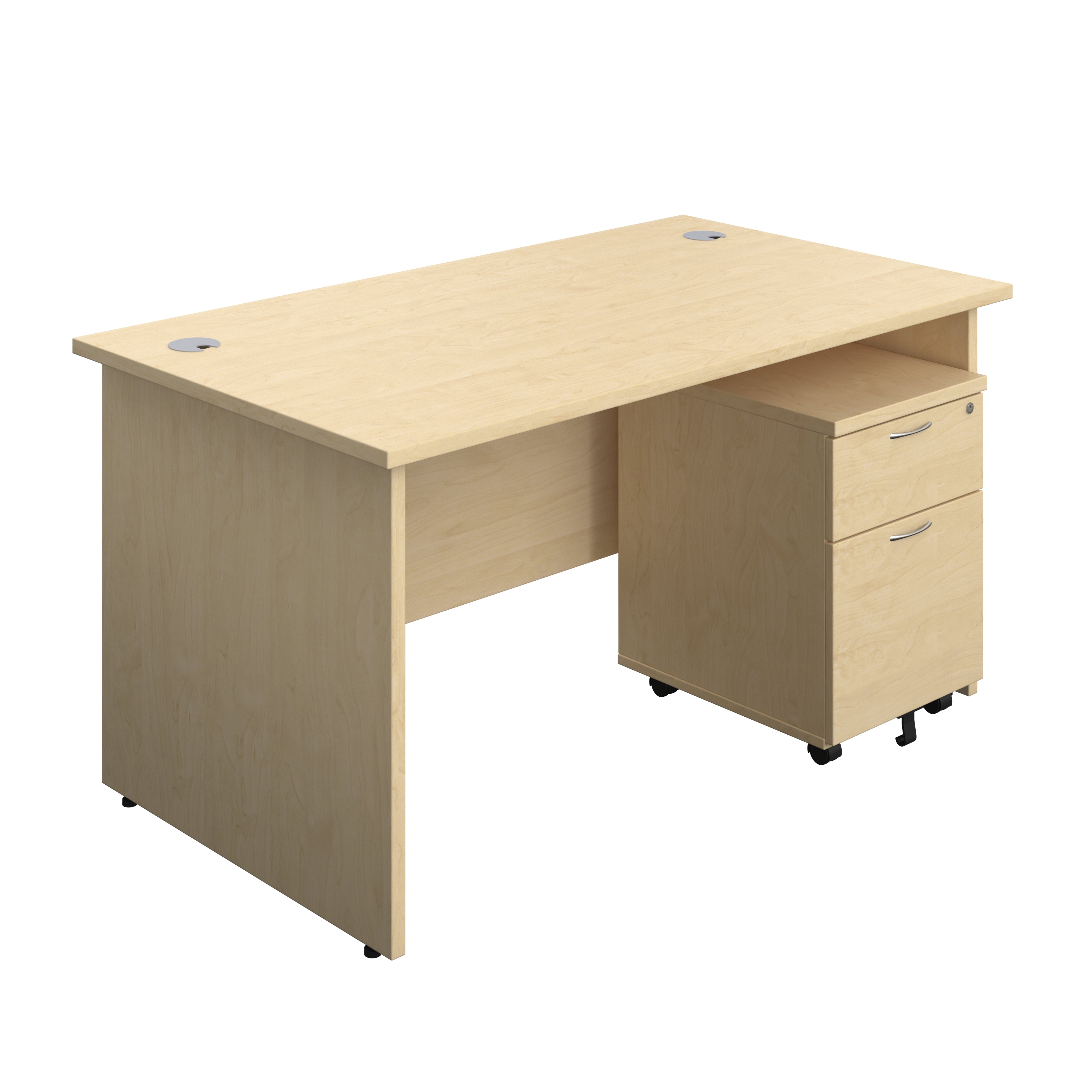 Panel Rectangular Desk + 2 Drawer Mobile Pedestal Bundle (FSC)