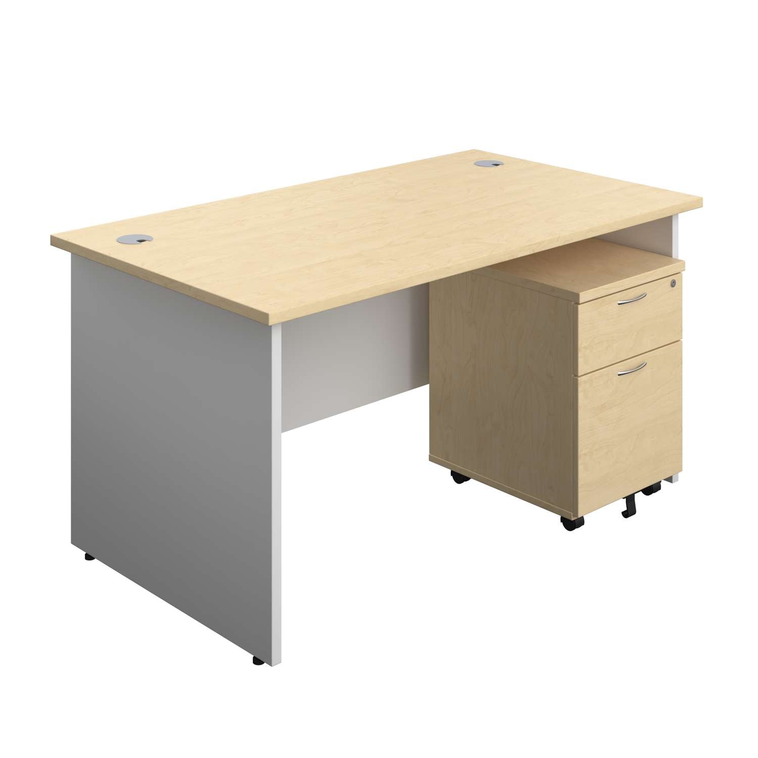 Panel Plus Rectangular Desk + 2 Drawer Mobile Pedestal Bundle (FSC)