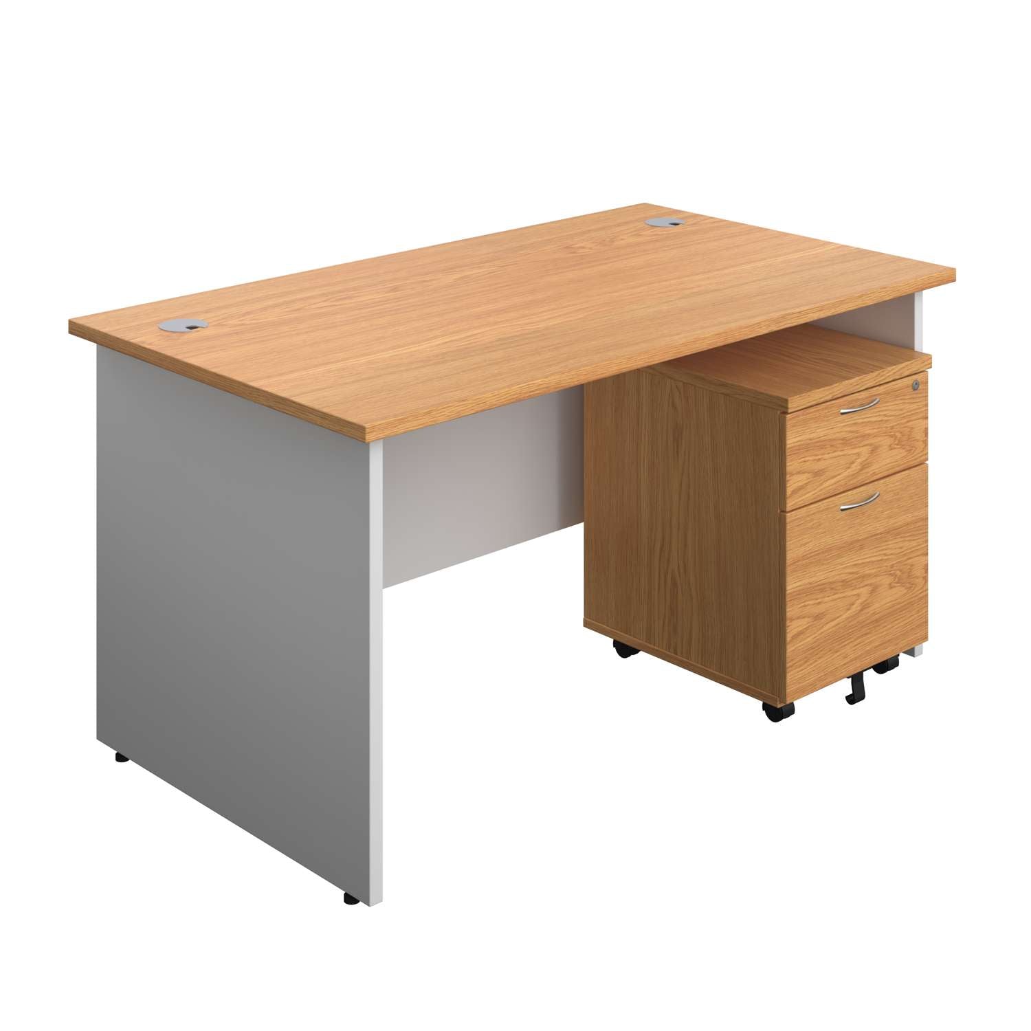 Panel Plus Rectangular Desk + 2 Drawer Mobile Pedestal Bundle (FSC)