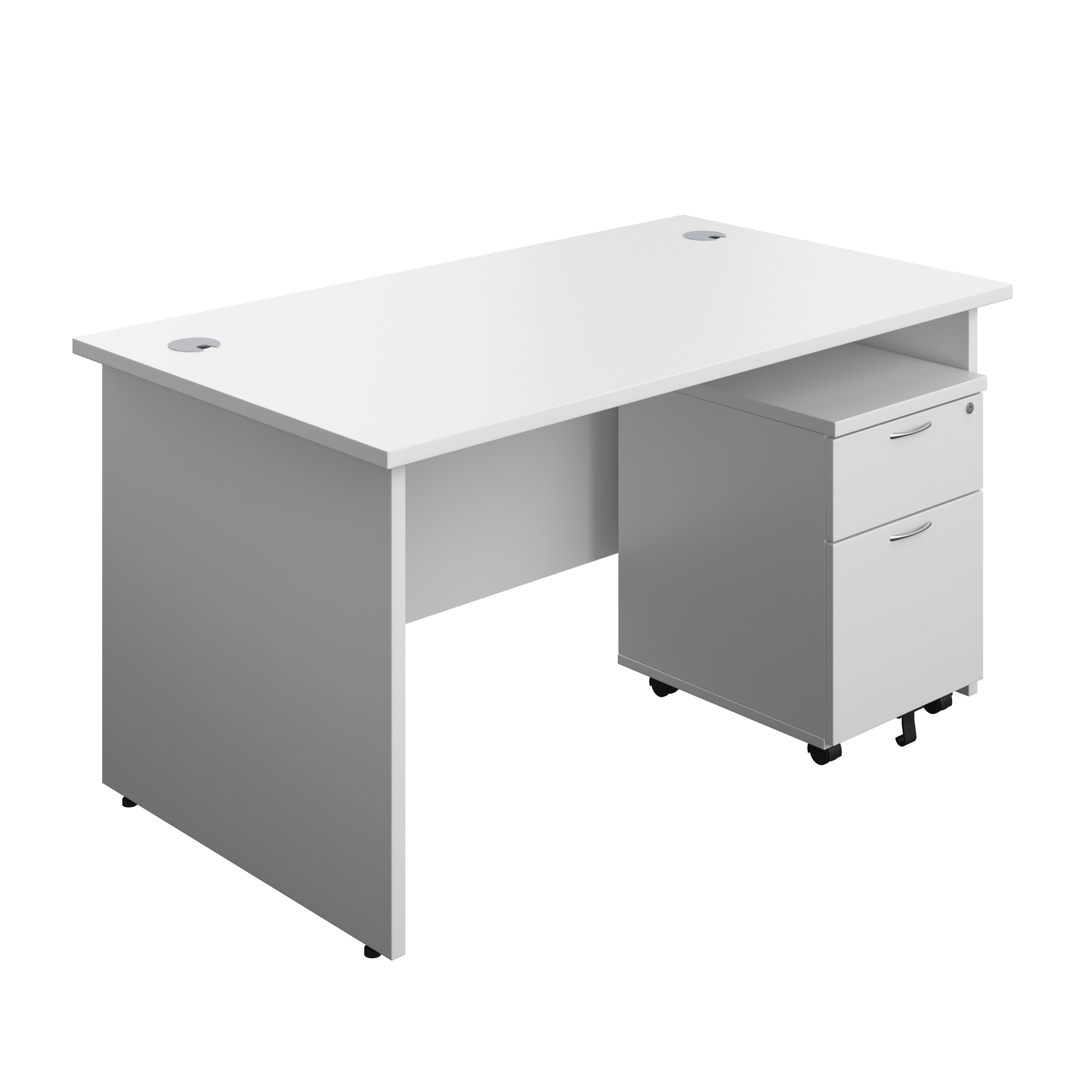 Panel Rectangular Desk + 2 Drawer Mobile Pedestal Bundle (FSC)