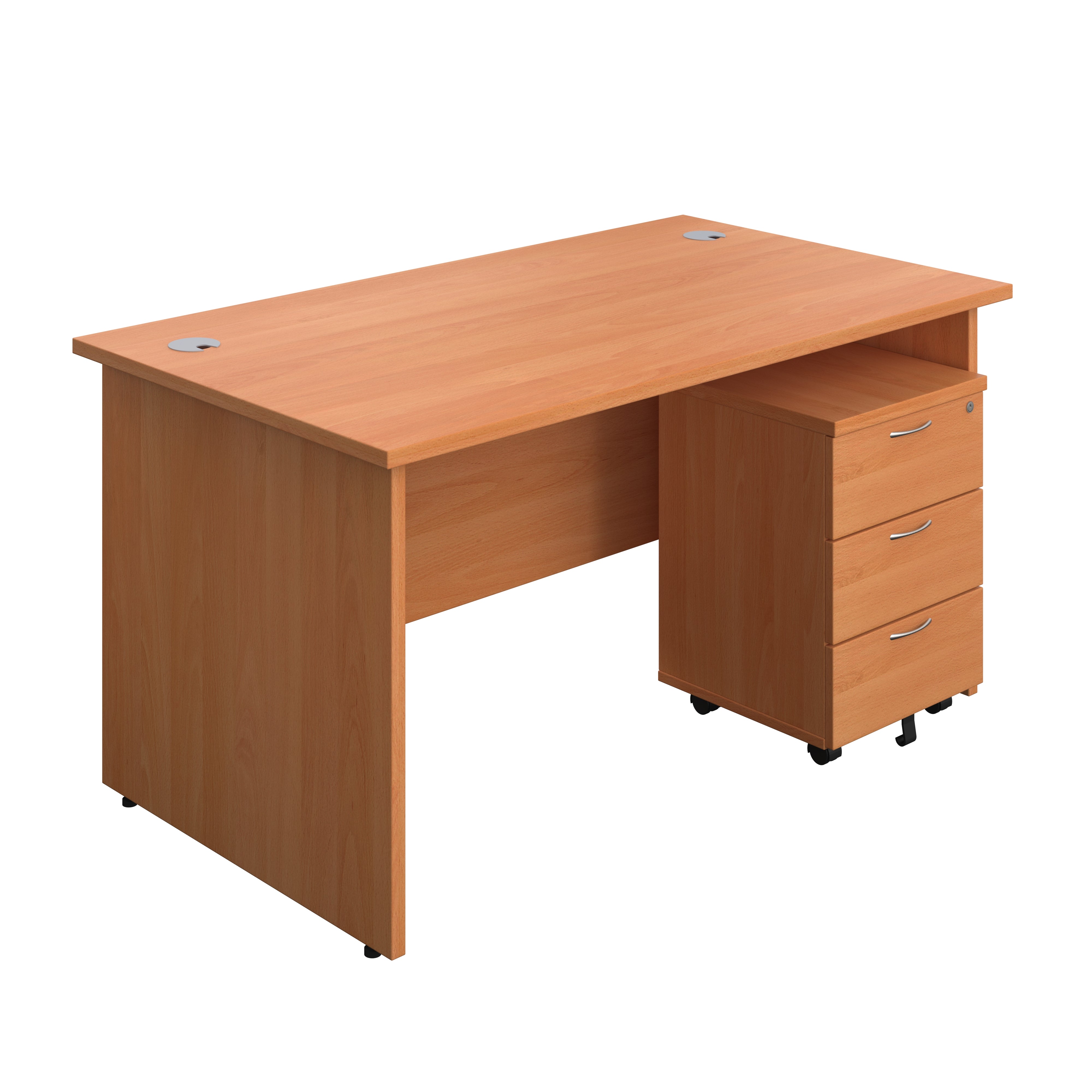 Panel Rectangular Desk + 3 Drawer Mobile Pedestal Bundle (FSC)