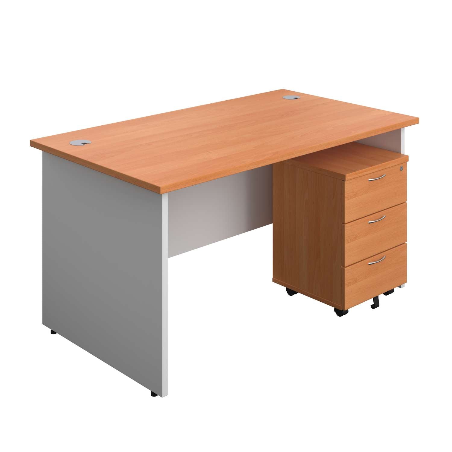 Panel Plus Rectangular Desk + 3 Drawer Mobile Pedestal Bundle (FSC)