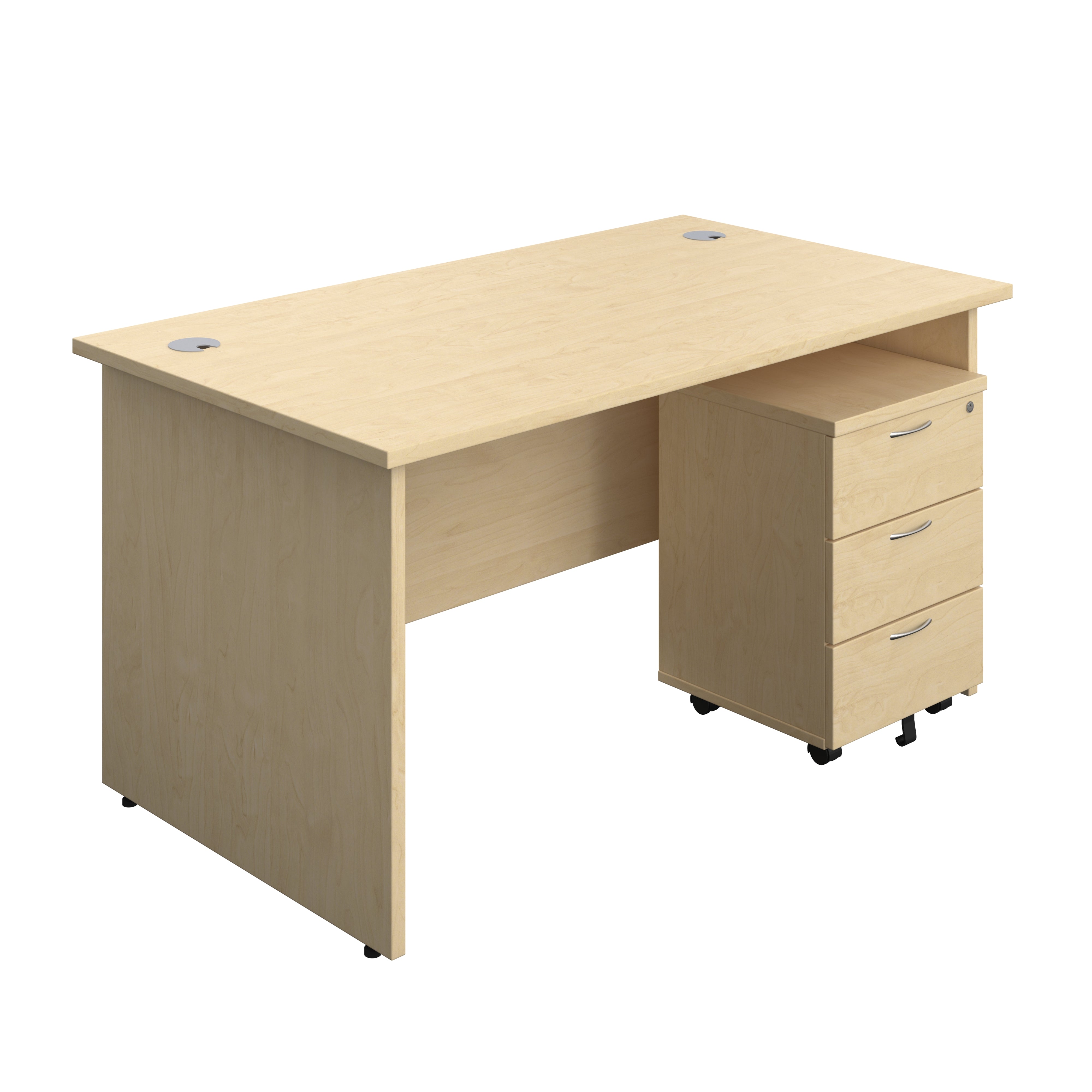 Panel Rectangular Desk + 3 Drawer Mobile Pedestal Bundle (FSC)