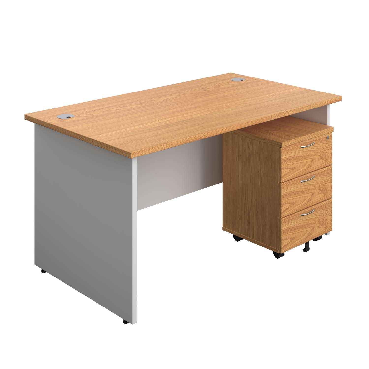 Panel Plus Rectangular Desk + 3 Drawer Mobile Pedestal Bundle (FSC)