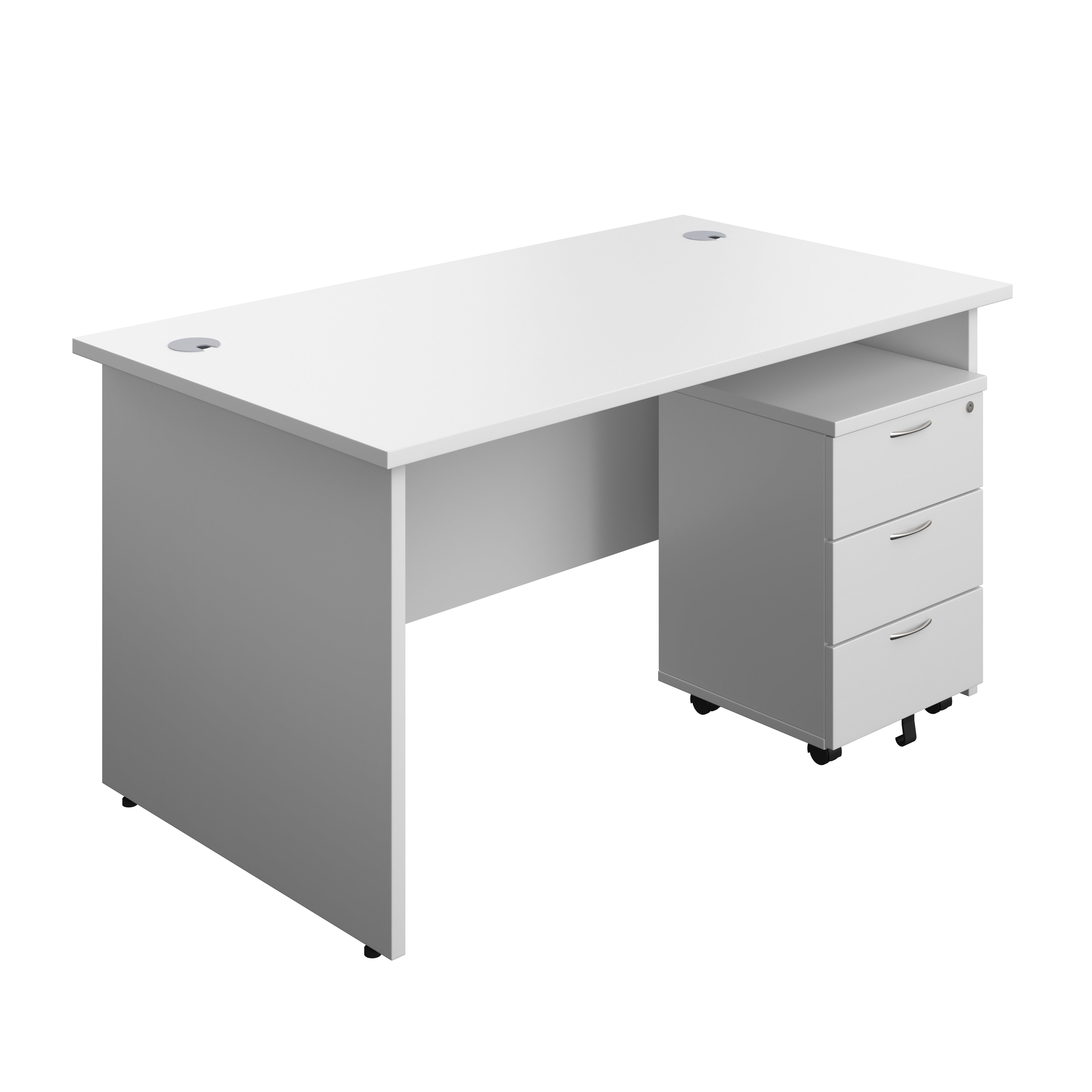 Panel Rectangular Desk + 3 Drawer Mobile Pedestal Bundle (FSC)